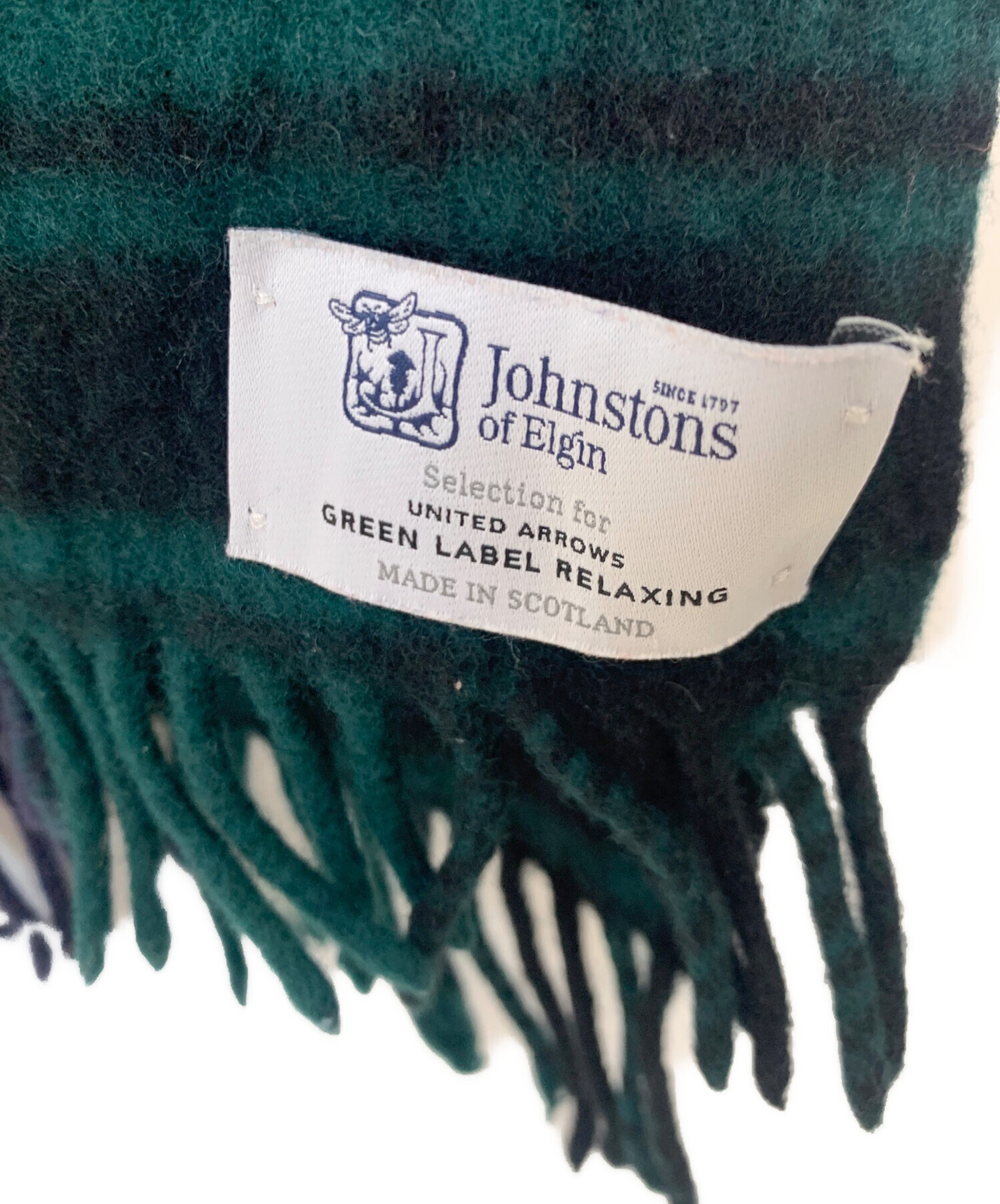 Johnstons of Elgin ジョンストンズオブエルガン マフラー  緑 【古着】【中古】【送料無料】 中古・古着通販】JOHNSTONS OF ELGIN (ジョンストンズ オブ エルガン