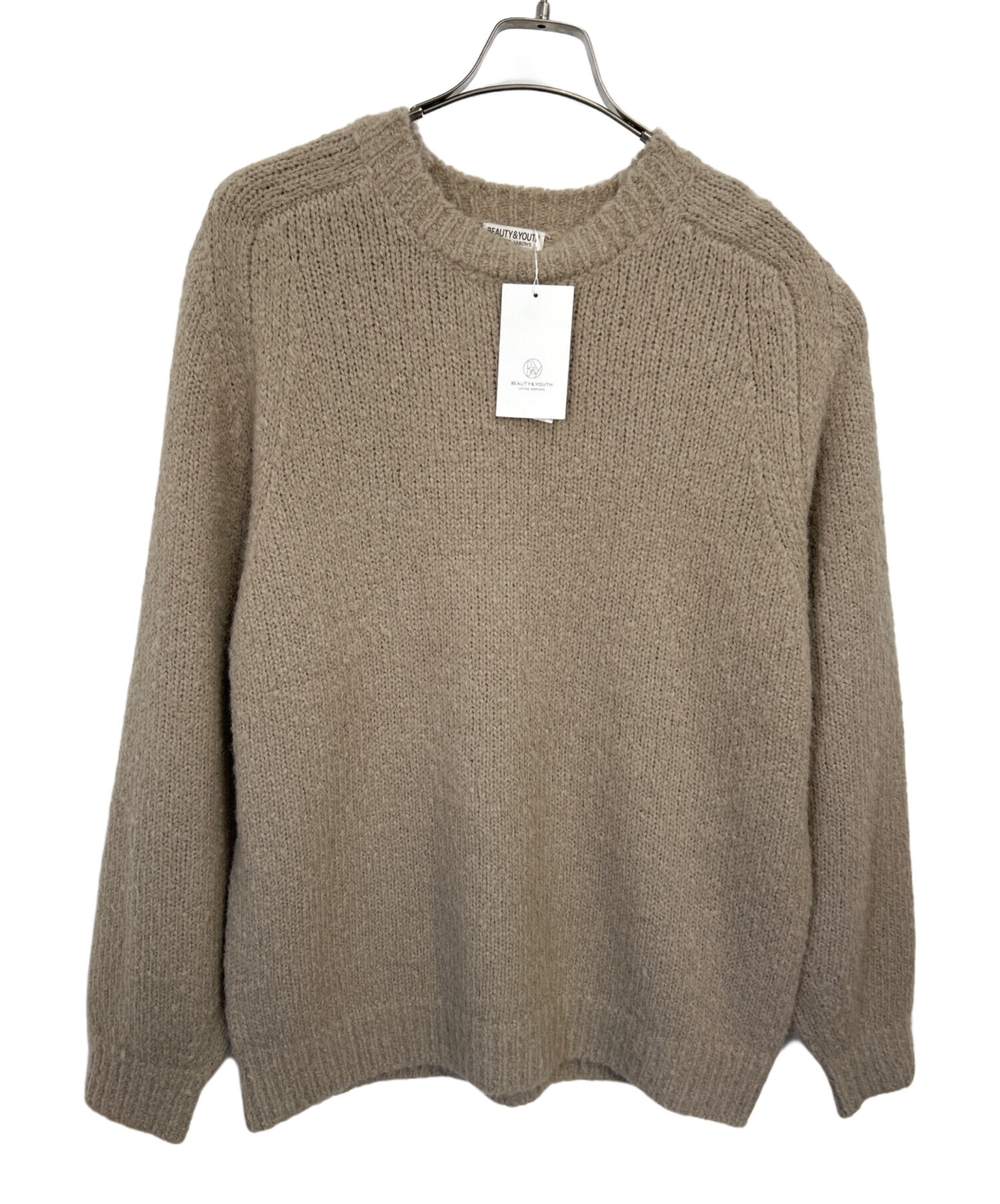 H BEAUTY&YOUTH ニット・セーター F ベージュ 【古着】【中古】 中古・古着通販】BEAUTY&YOUTH (ビューティーアンドユース) クルー