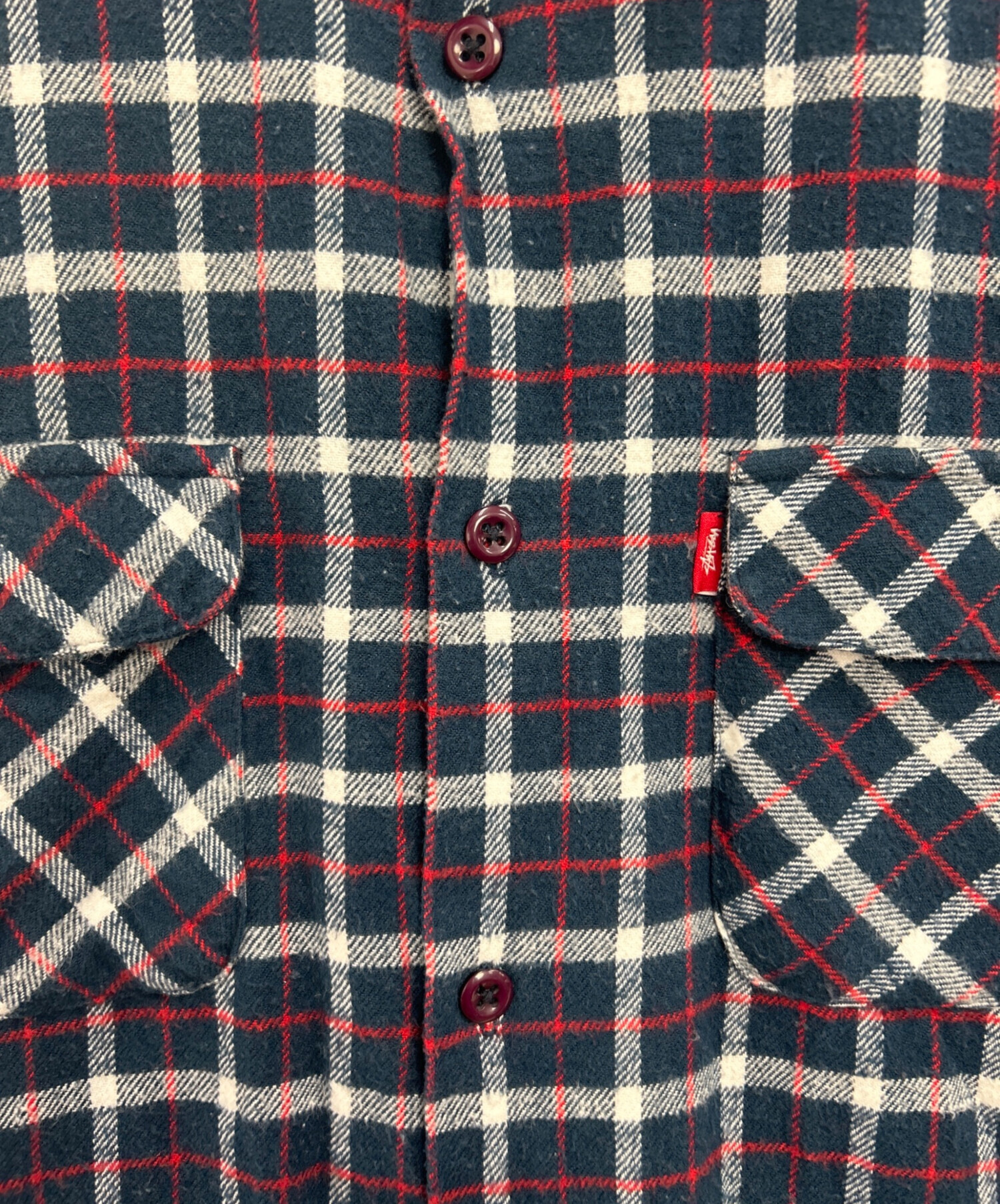 中古・古着通販】stussy (ステューシー) チェックネルシャツ ネイビー