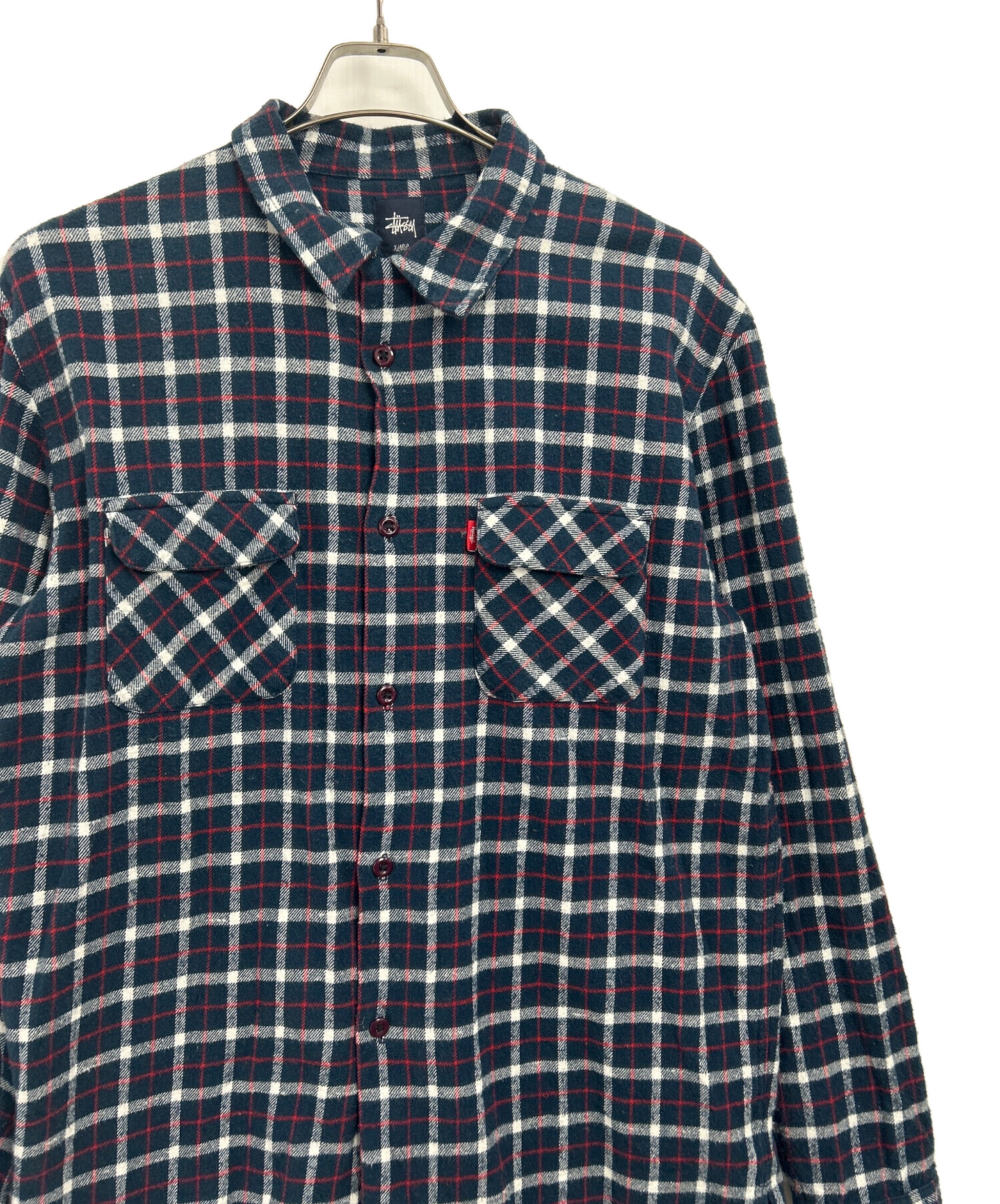 中古・古着通販】stussy (ステューシー) チェックネルシャツ ネイビー