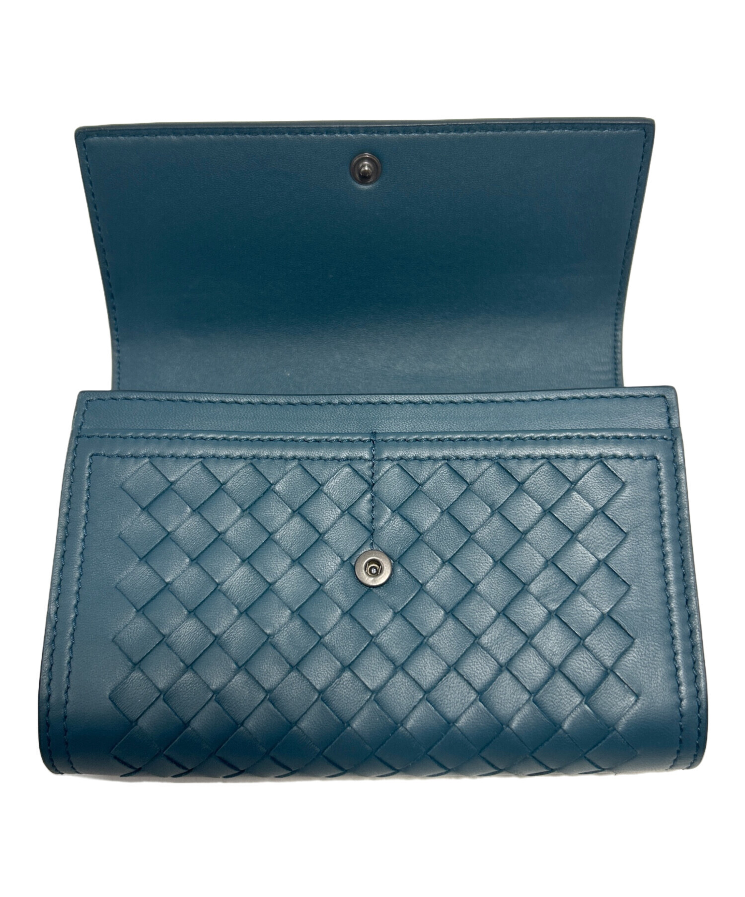 美品　Bottega Veneta ボッテガ　二つ折り財布 ターコイズブルー 中古・古着通販】BOTTEGA VENETA (ボッテガベネタ) 2つ折り財布
