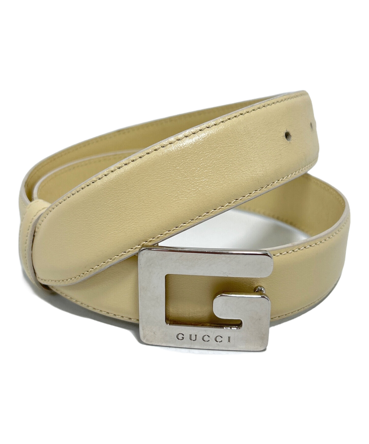 中古・古着通販】GUCCI (グッチ) レザーベルト ホワイト｜ブランド