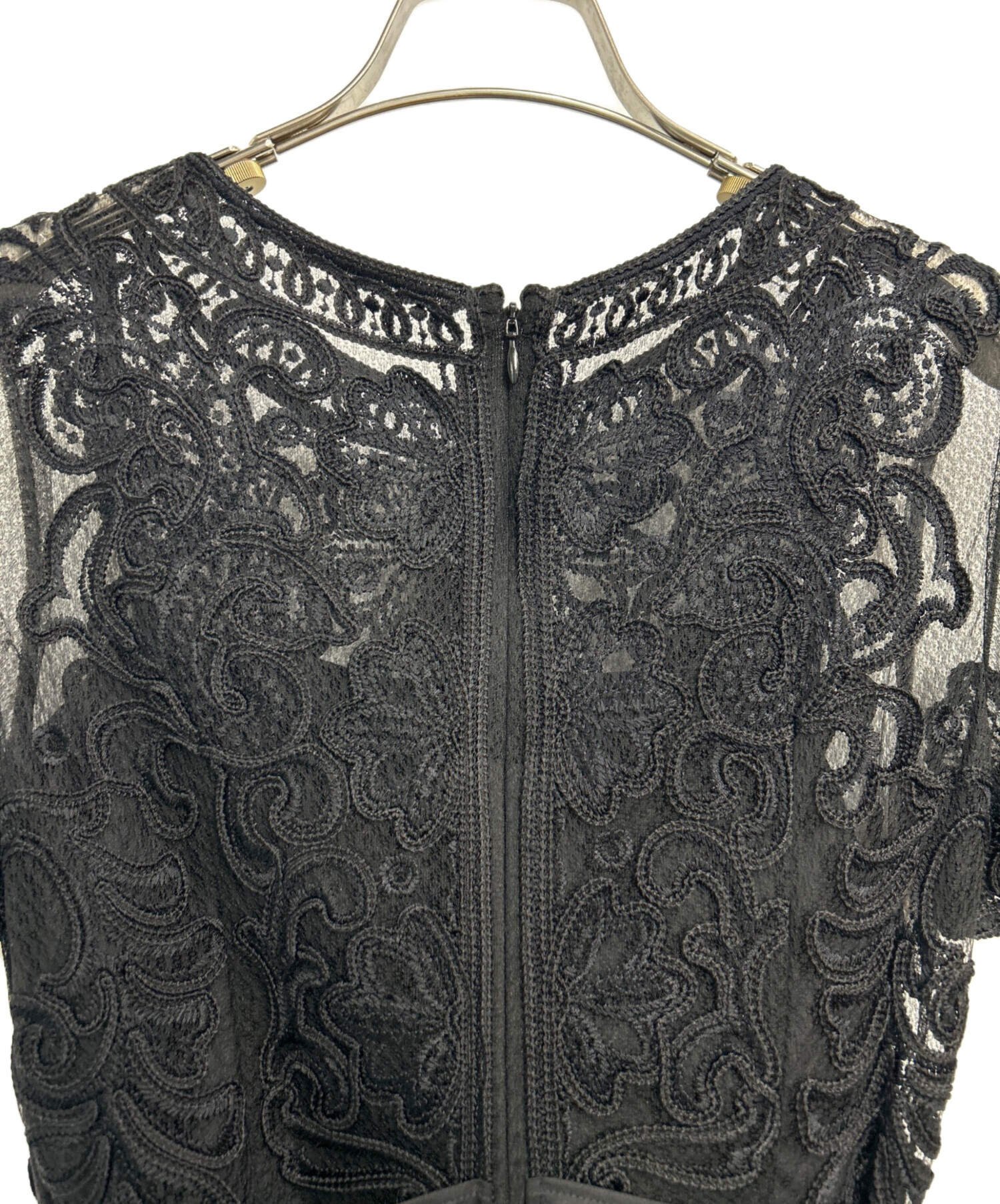 GRACE CONTINENTAL 刺繍ワイドサロペット 黒 36