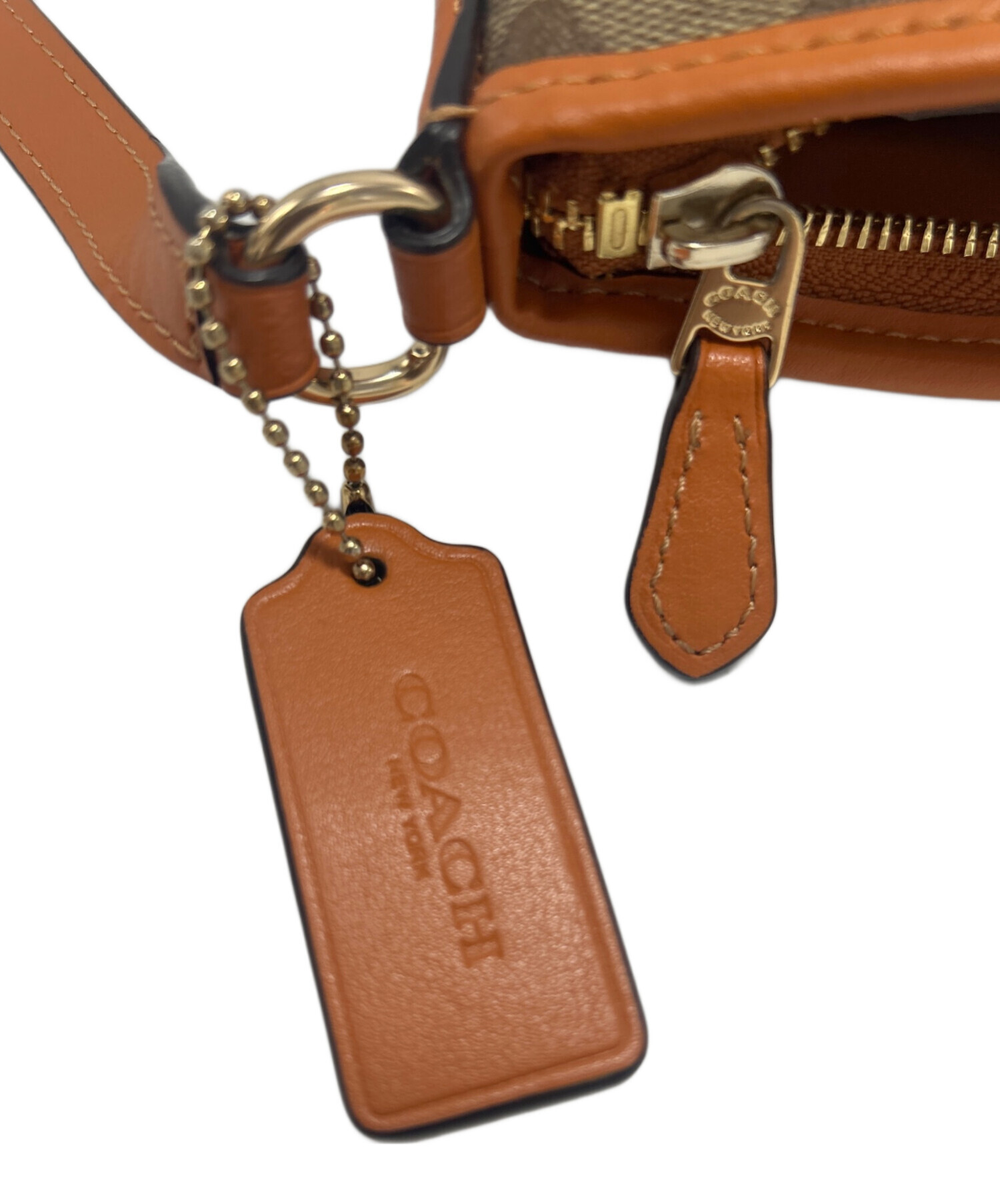 中古・古着通販】COACH (コーチ) ショルダーバッグ ベージュ×オレンジ 
