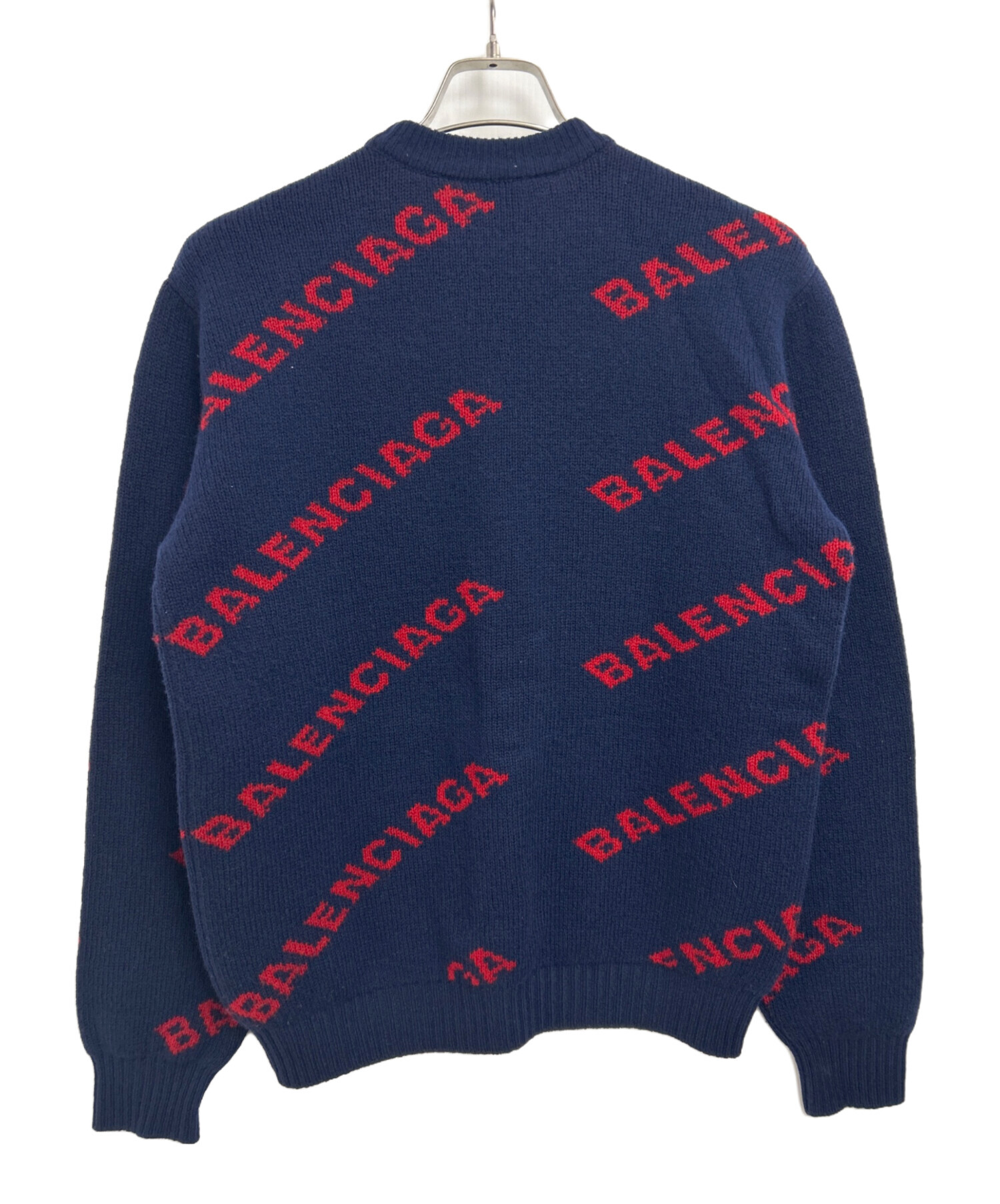 中古・古着通販】BALENCIAGA (バレンシアガ) ロゴニット ネイビー