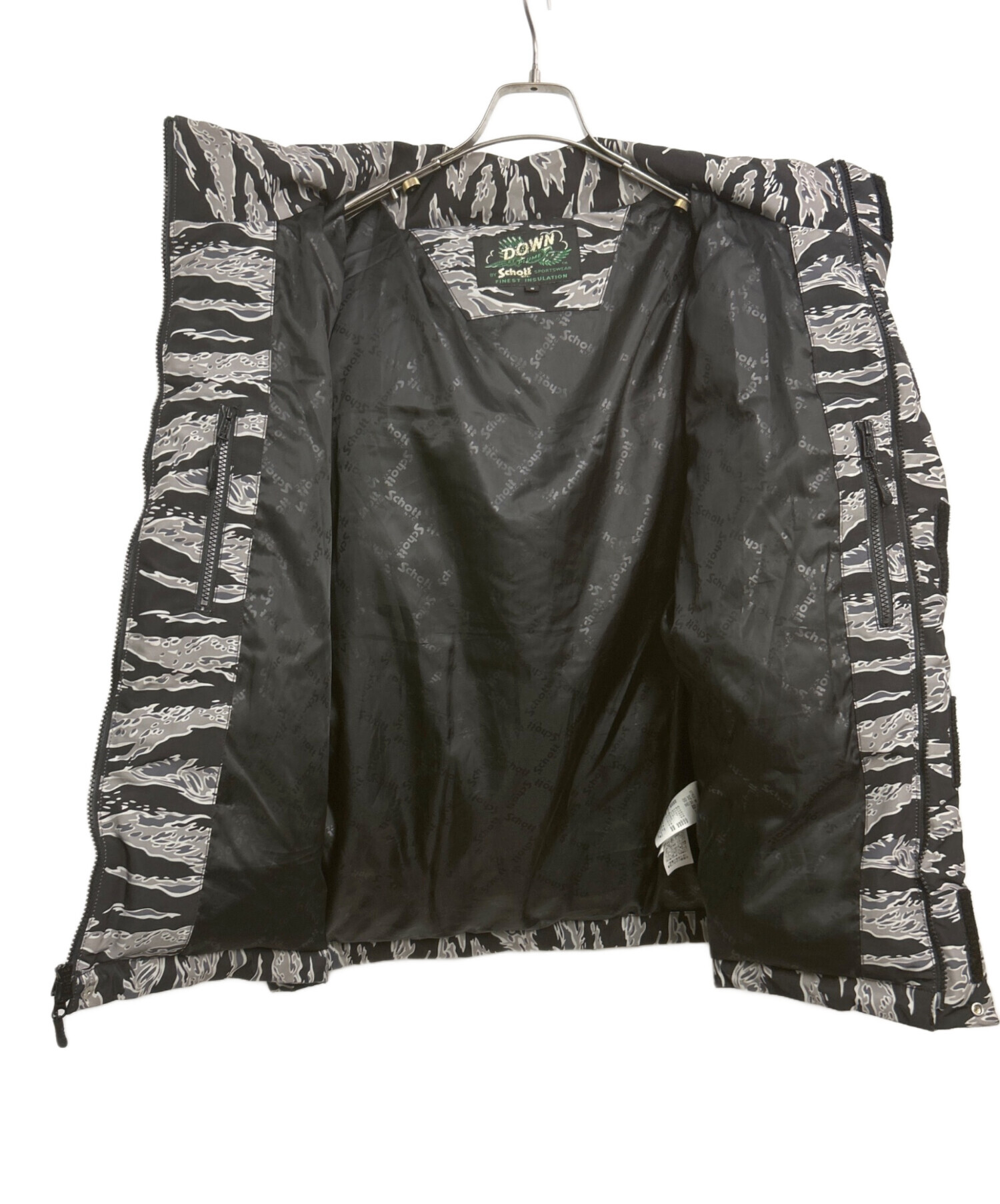 中古・古着通販】Schott (ショット) ダウンジャケット ブラック×グレー