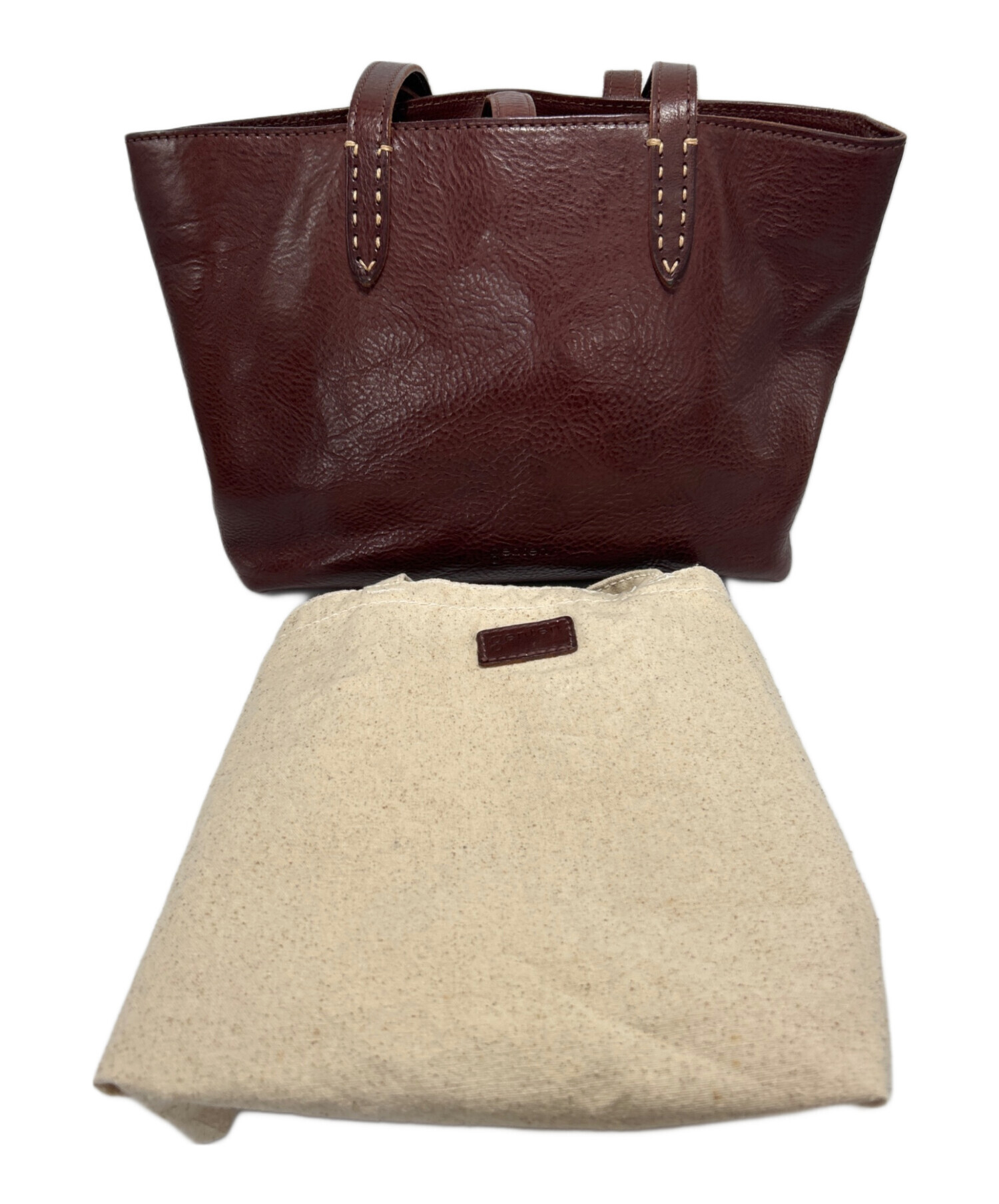 美品genten ソーロ ダークブラウン ハンドバッグ レザー f329 中古・古着通販】genten (ゲンテン) ハンドバッグ ダークブラウン