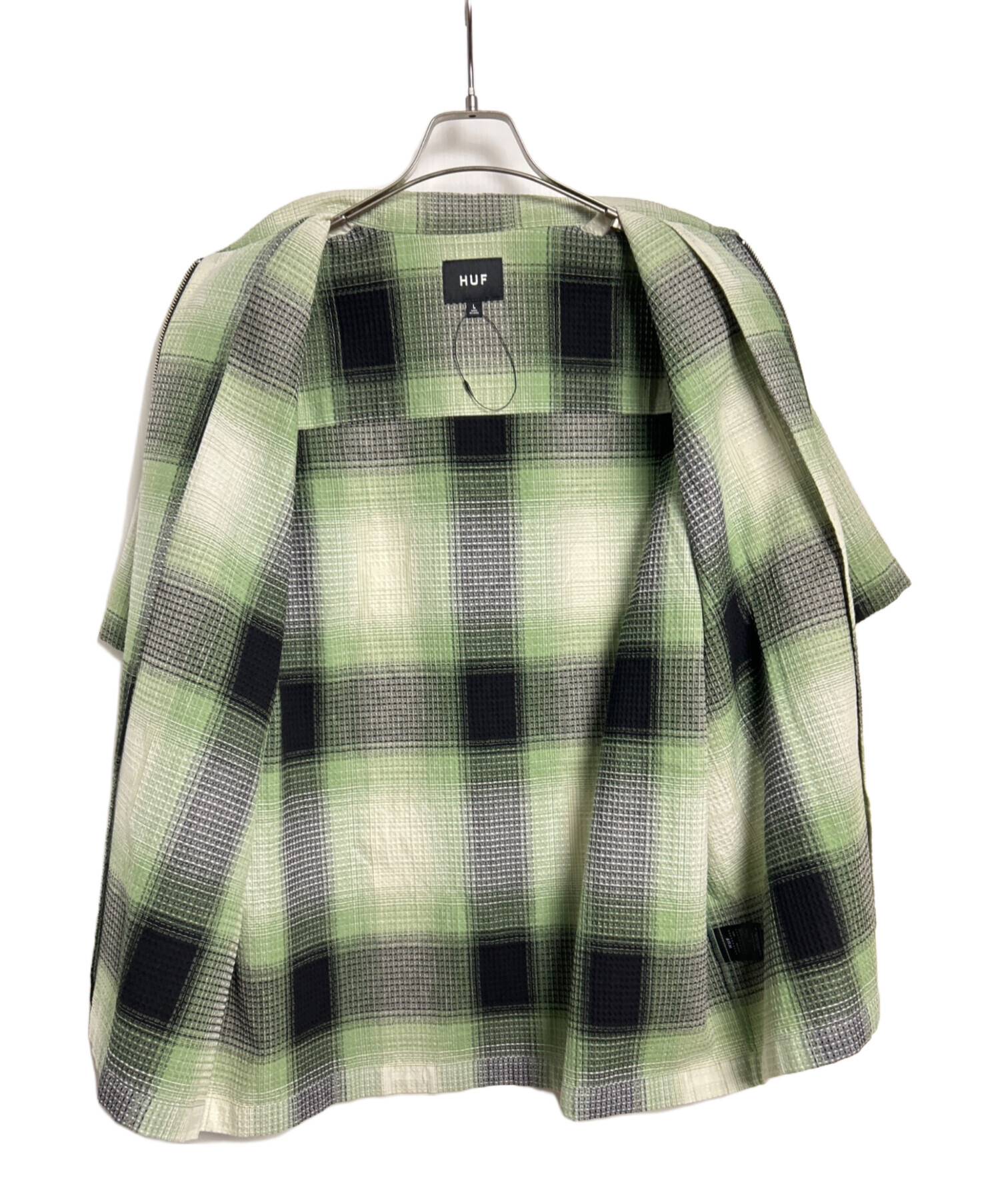 中古・古着通販】HUF (ハフ) 半袖シャツ グリーン×ブラック サイズ:L