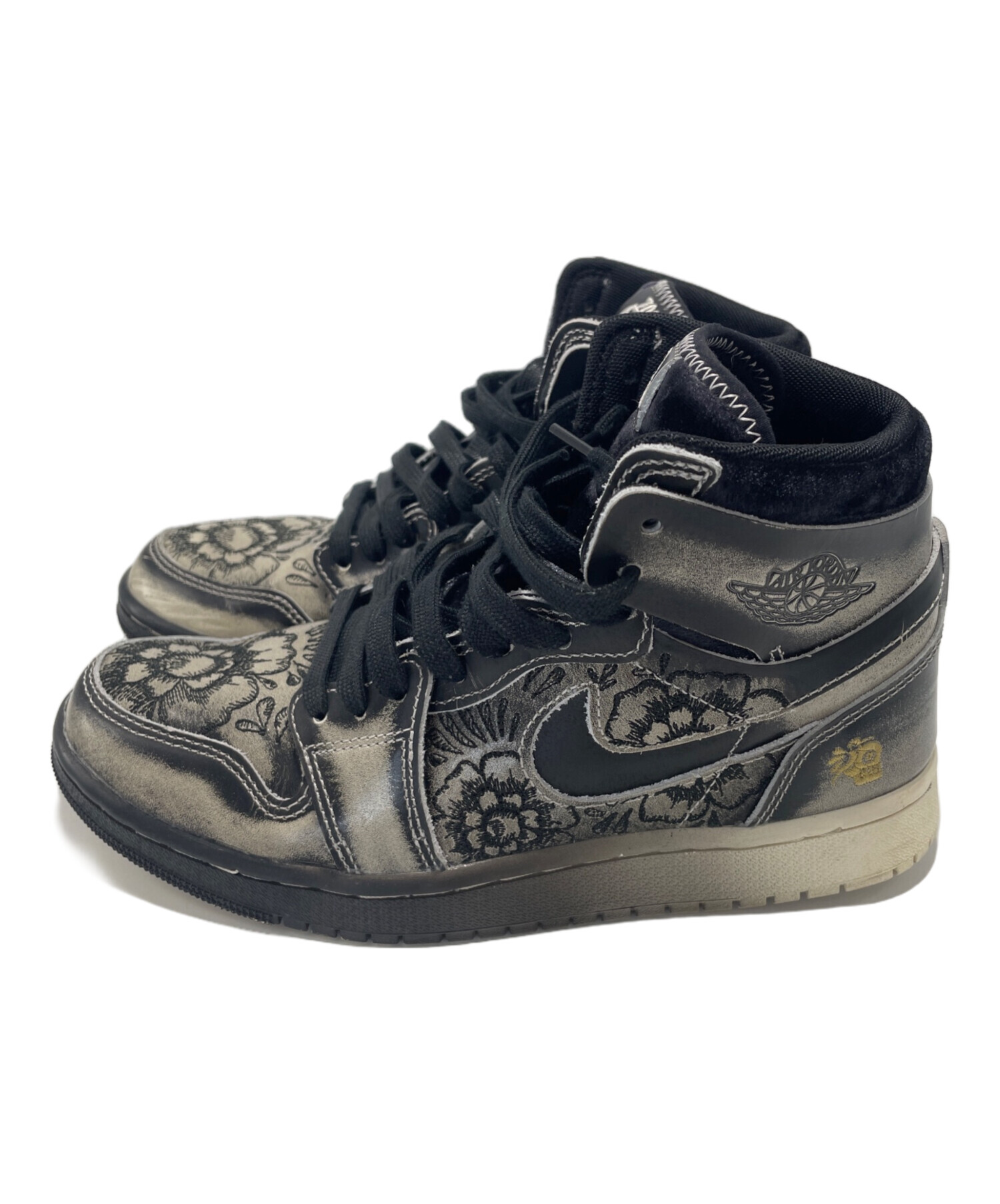 中古・古着通販】NIKE (ナイキ) ハイカットスニーカー グレー×ブラック 