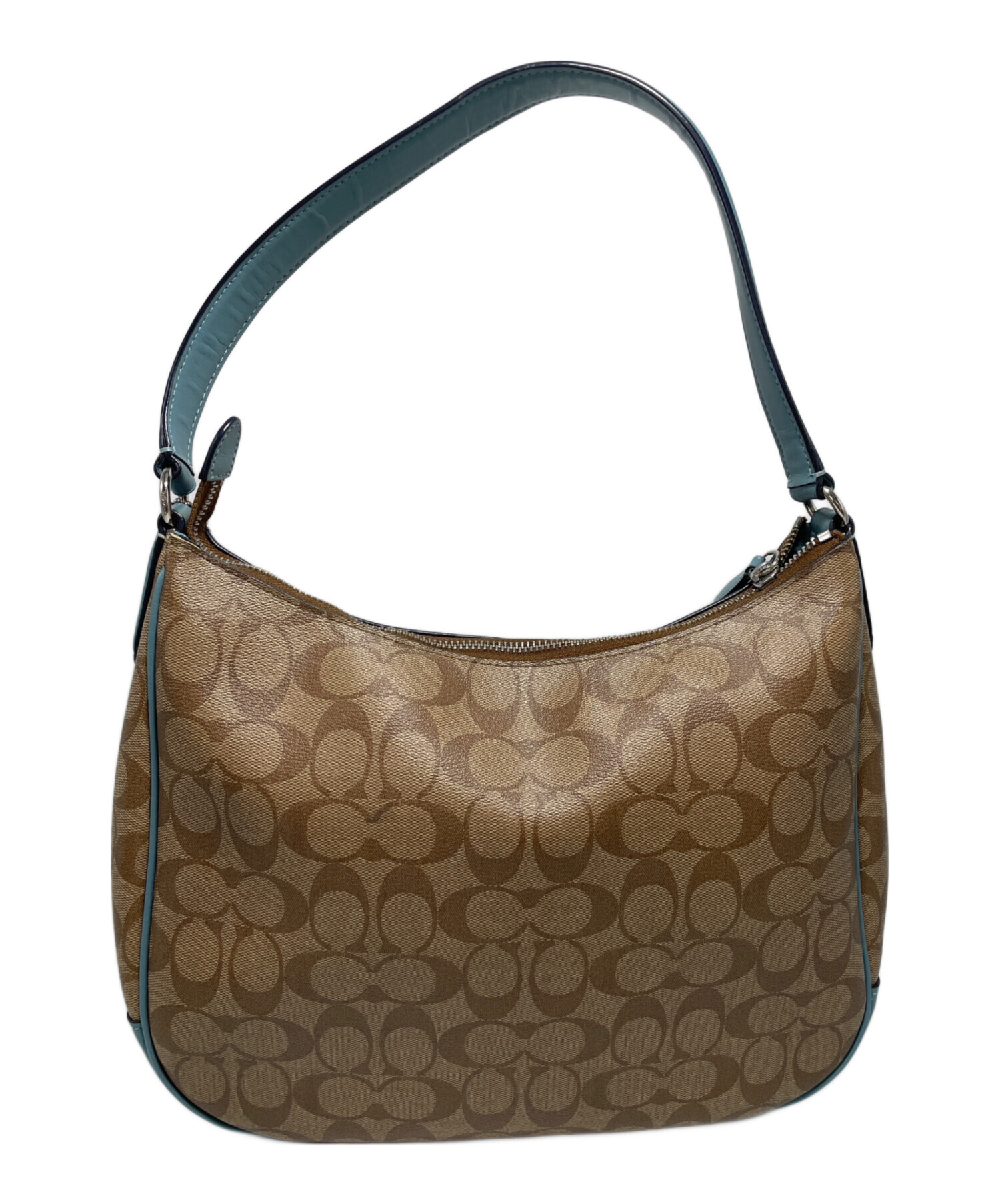 中古・古着通販】COACH (コーチ) ハンドバッグ ベージュ×ブルー 
