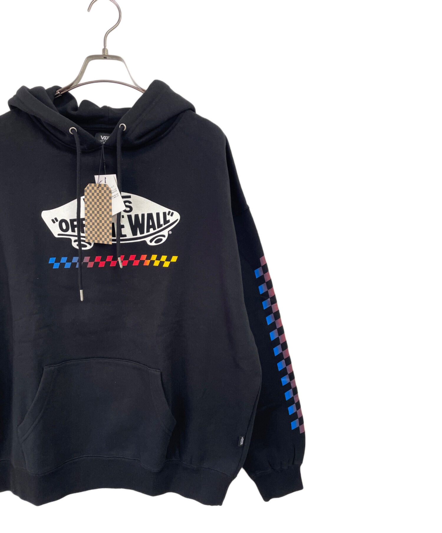 vans パーカー with zipper VANS - 7AS12 VANS ワンポイント刺繍 ジップアップパーカー ブラック Lの通販 by 古着屋pac ヴァンズなら