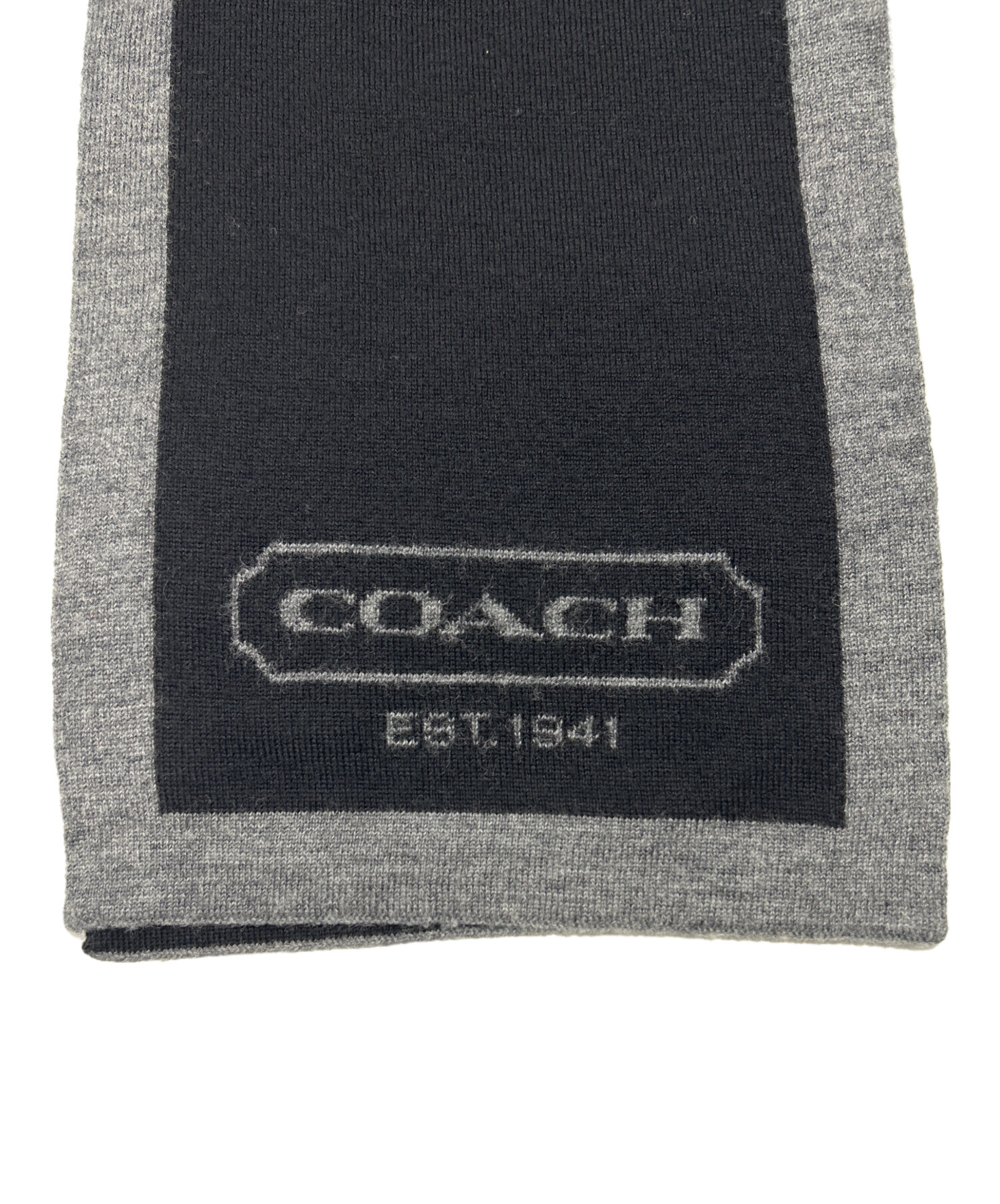 【COACH】新品未使用★バイカラーマフラーブラック×グレー保存袋付き ☆新品☆COACH(コーチ)☆バイカラーマフラーブラック×グレー保存袋付き♪