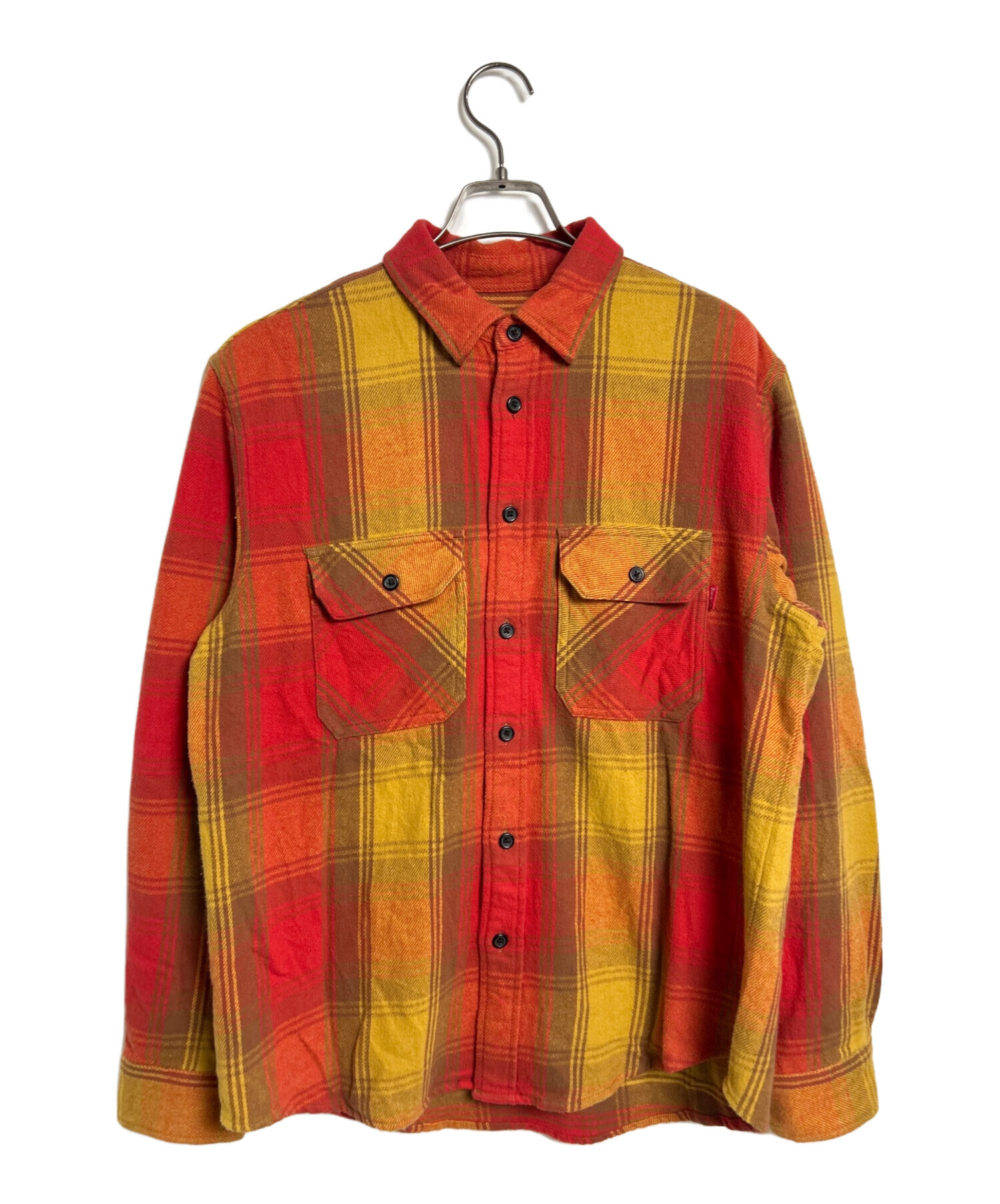 中古・古着通販】SUPREME (シュプリーム) 長袖シャツ レッド×イエロー