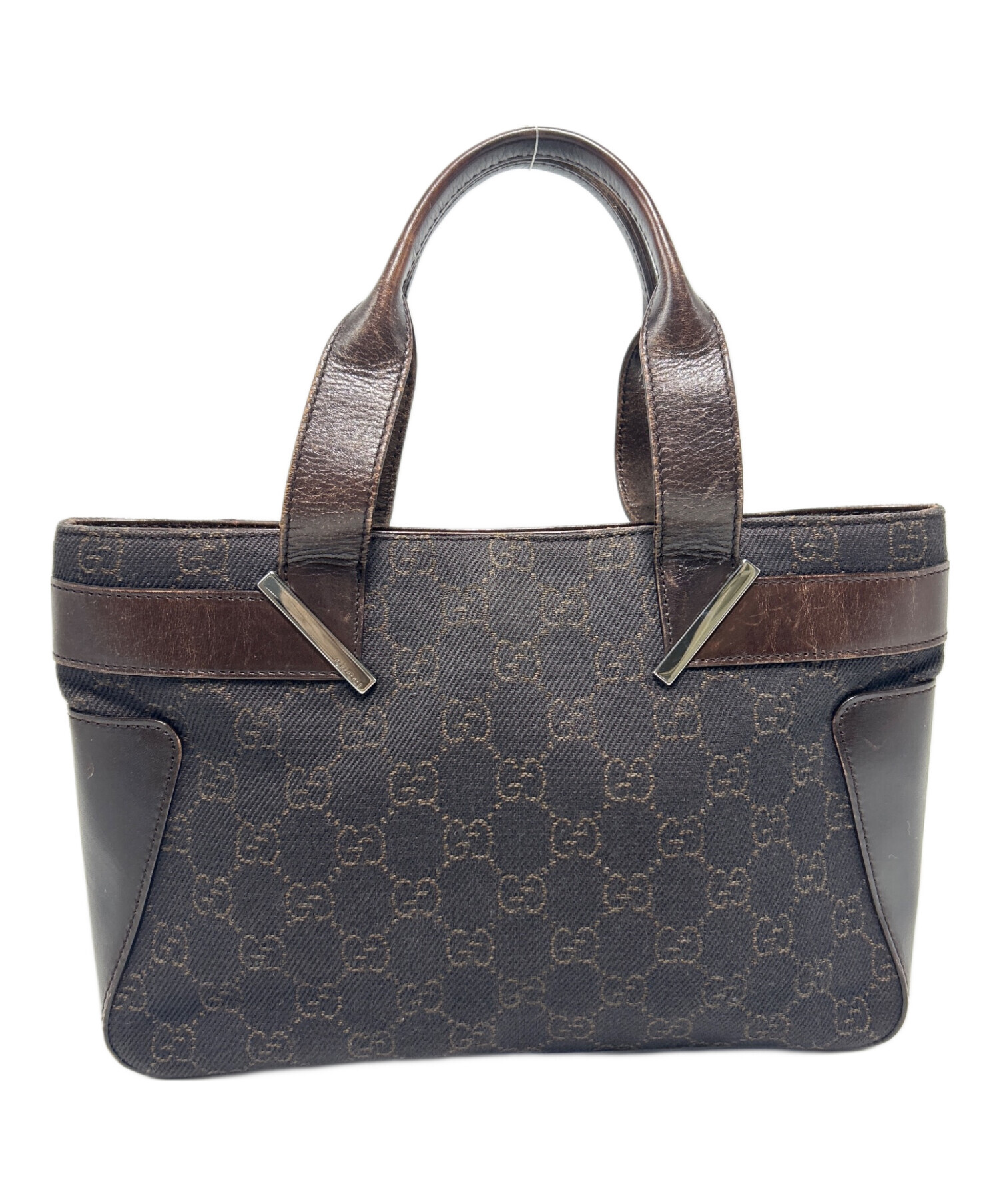 GUCCI レザー ハンドバッグ ブラウン 中古・古着通販】GUCCI (グッチ) ハンドバッグ ブラウン｜ブランド