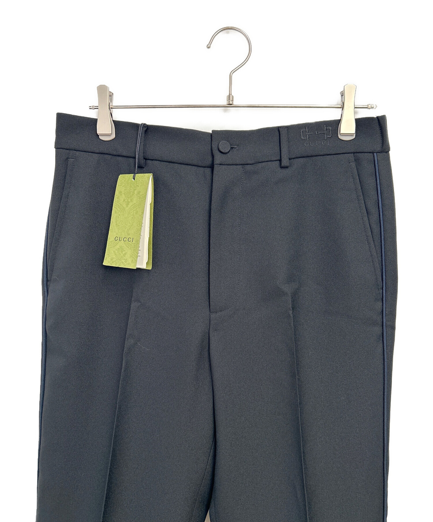 GUCCI グッチ　スラックス　大きいサイズ　ブラック　サイズ54 2タック 中古・古着通販】GUCCI (グッチ) パイピングスラックスパンツ ブラック