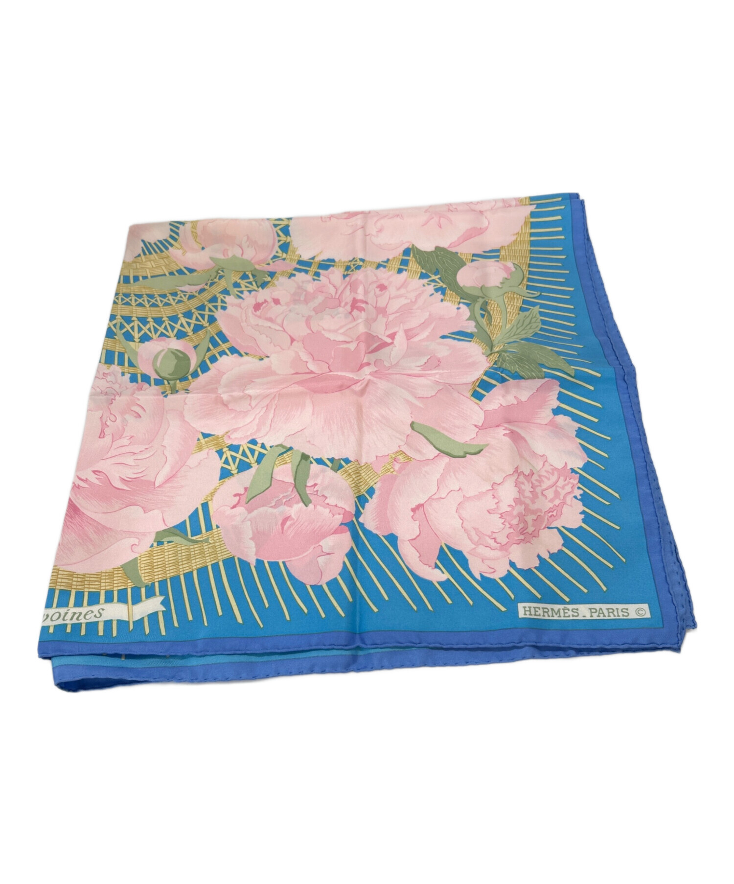 【未使用品】HERMES アステカ風シルクスカーフ 中古・古着通販】HERMES (エルメス) シルクスカーフ ブルー｜ブランド