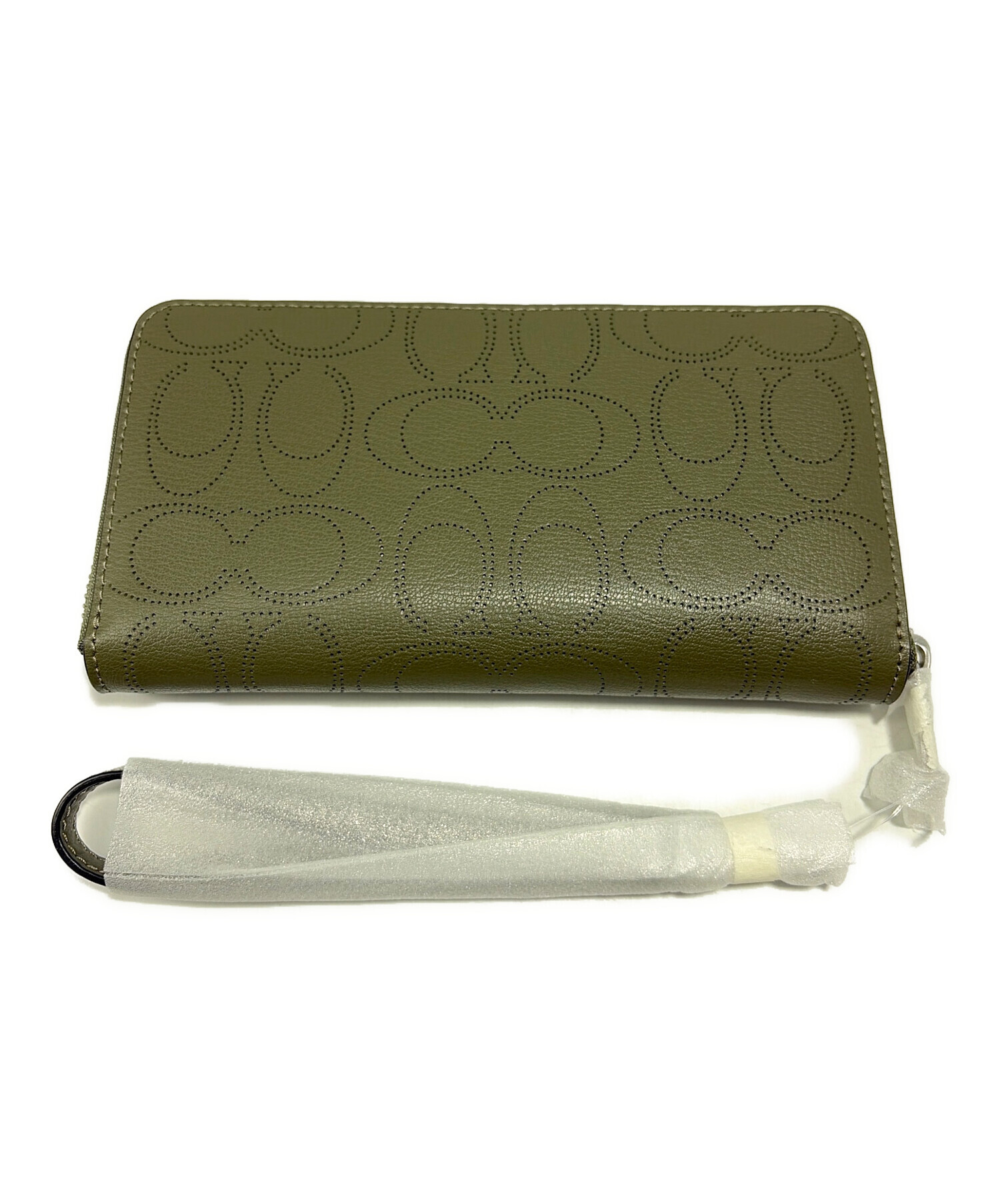 中古・古着通販】COACH (コーチ) ラウンドファスナー財布 カーキ 未 