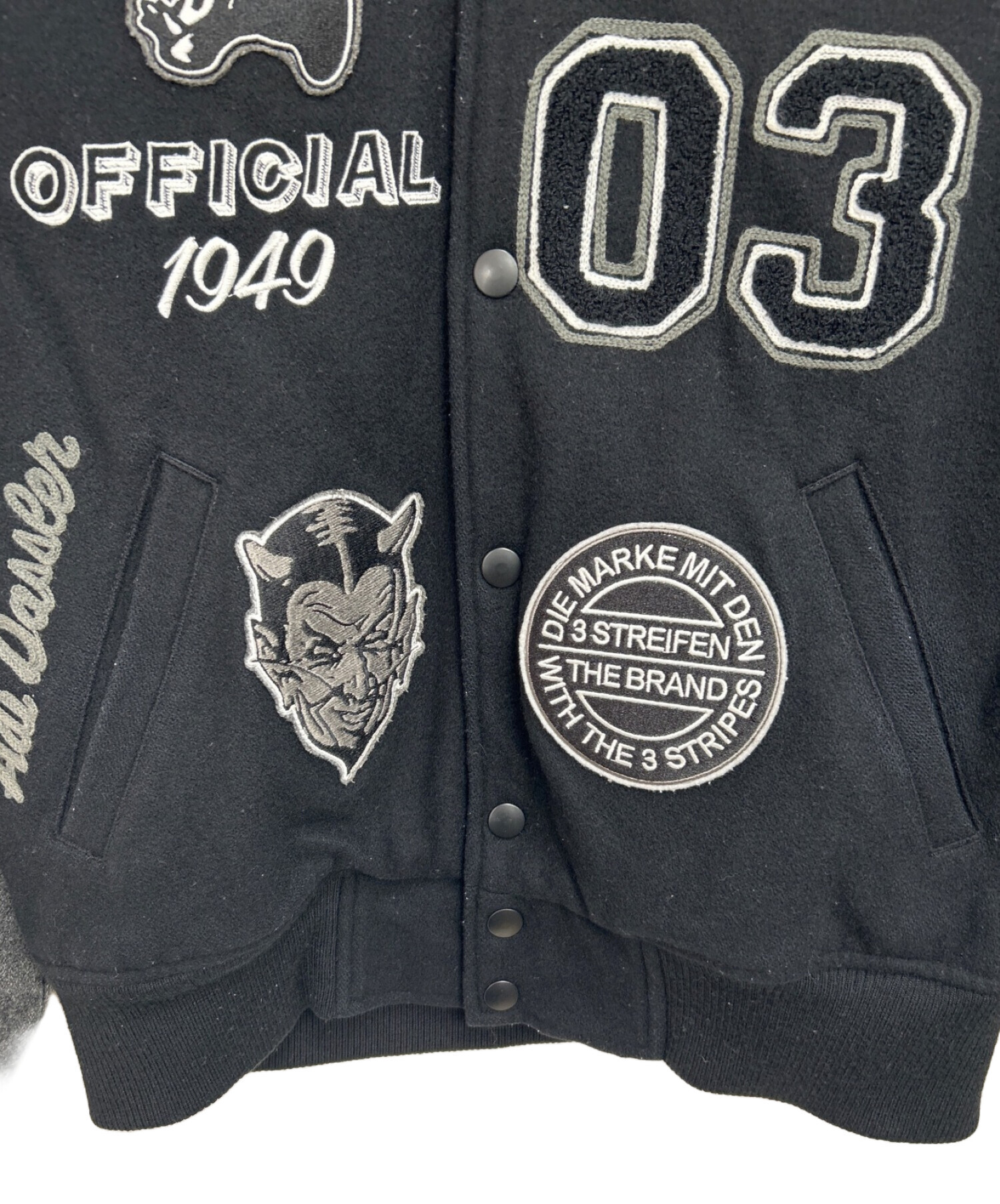 中古・古着通販】adidas (アディダス) スタジャン ブラック×グレー