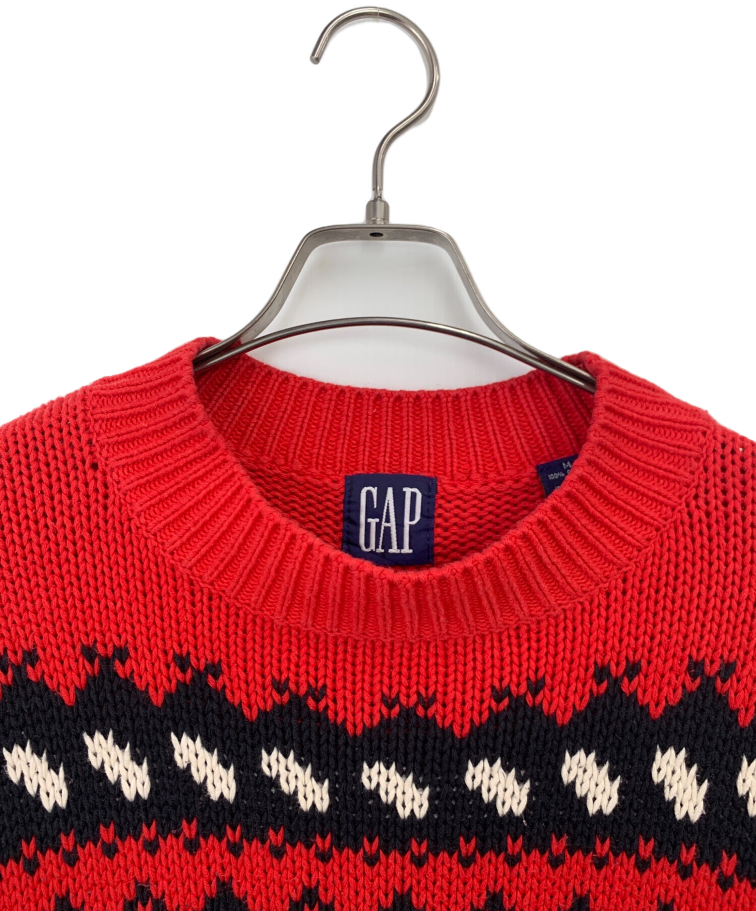 中古・古着通販】GAP (ギャップ) 厚手ニット ネイビー×レッド サイズ:M
