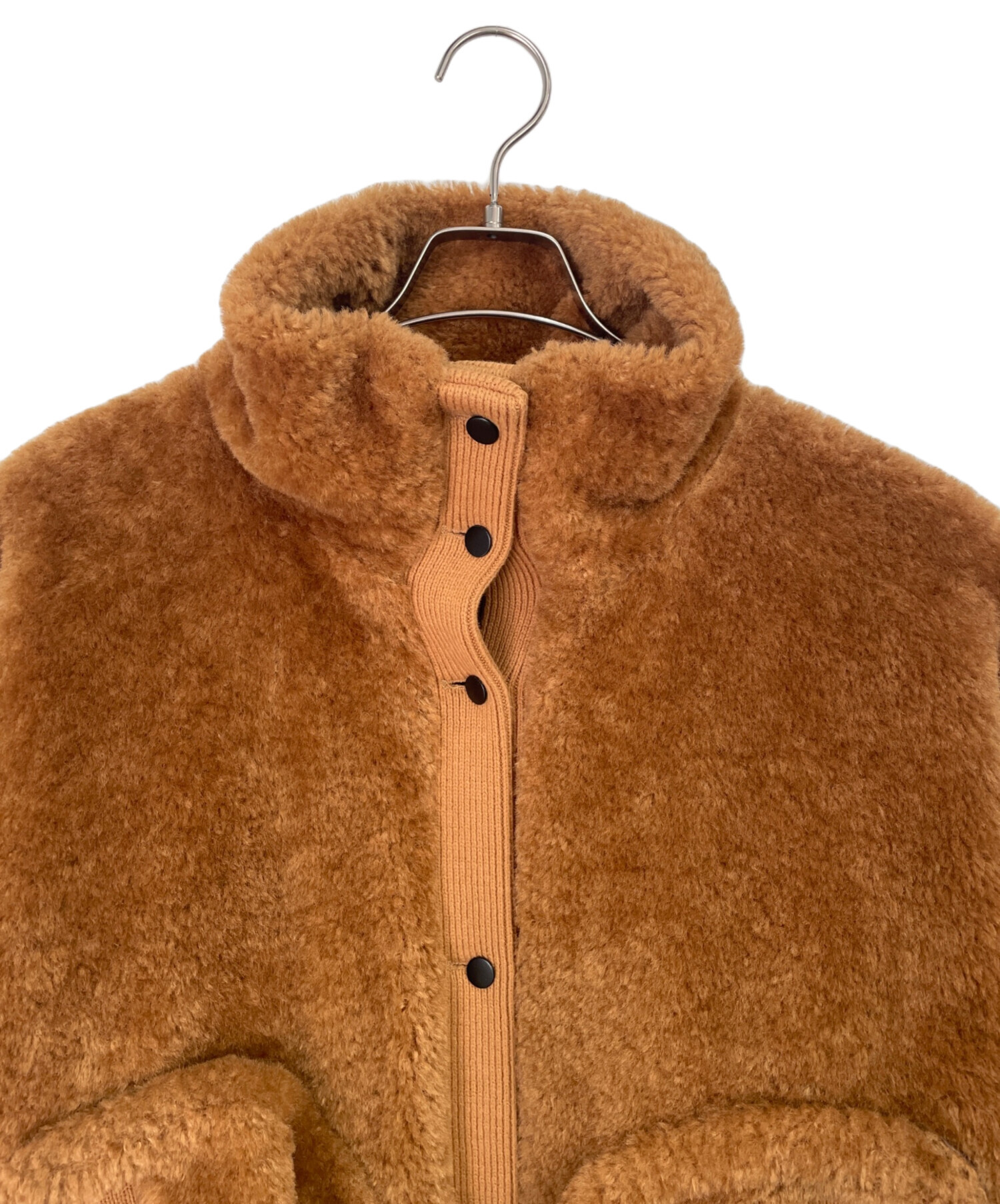 【pinue】スタンドカラーボアジャケットブラウン 中古・古着通販】pinue (ピヌエ) ボアジャケット ブラウン サイズ