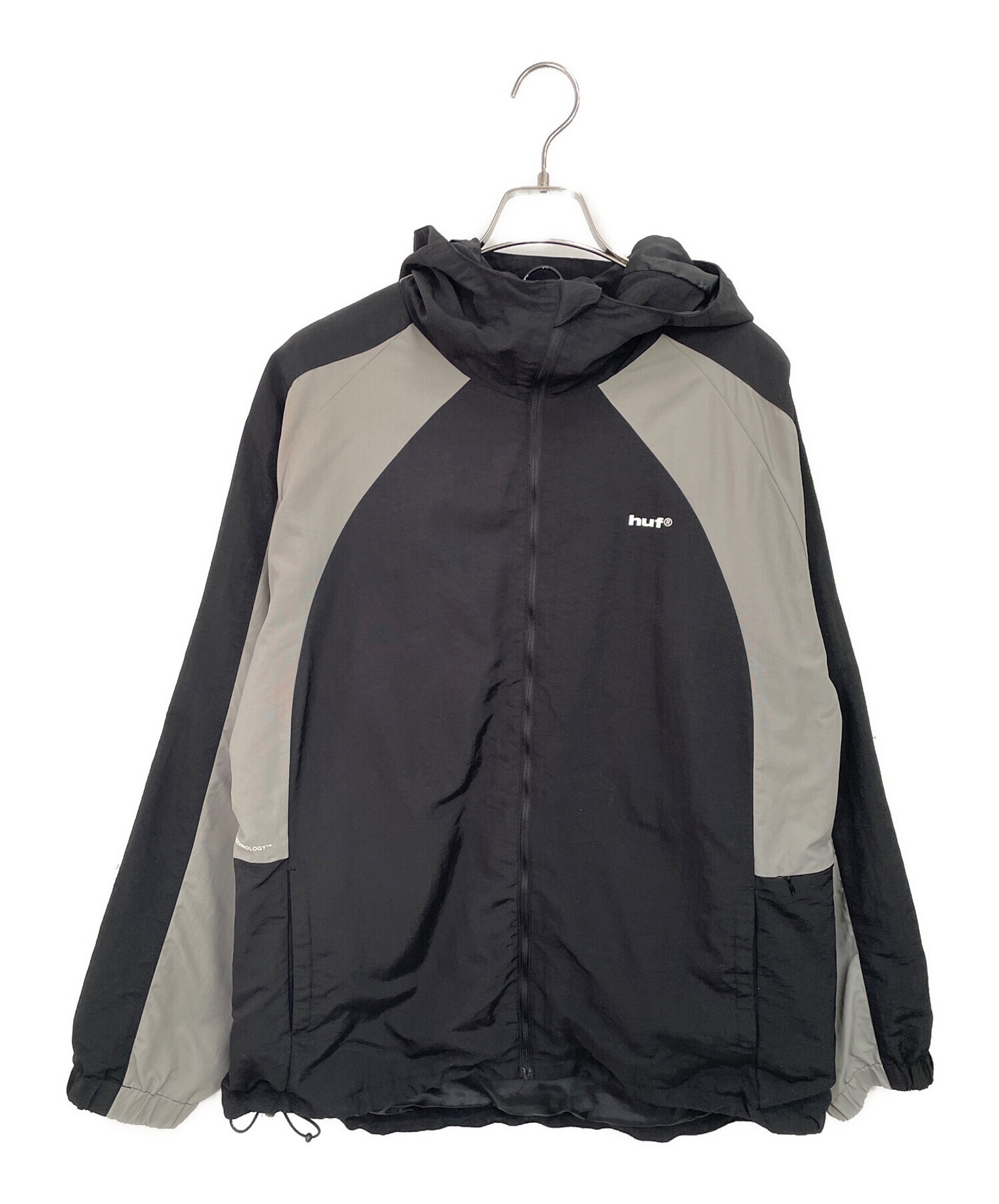 中古・古着通販】HUF (ハフ) ナイロンジャケット ブラック×グレー