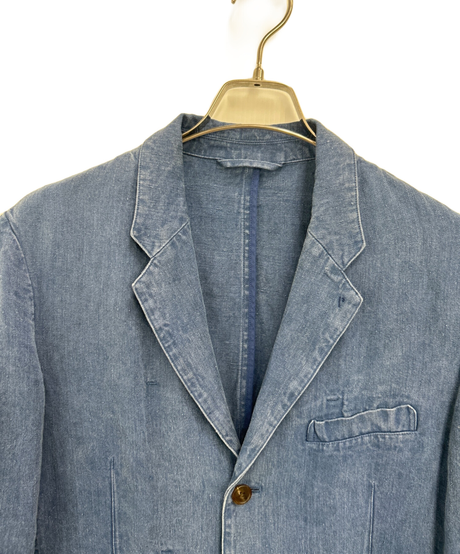 中古・古着通販】PAPAS (パパス) リネンジャケット ブルー サイズ:S