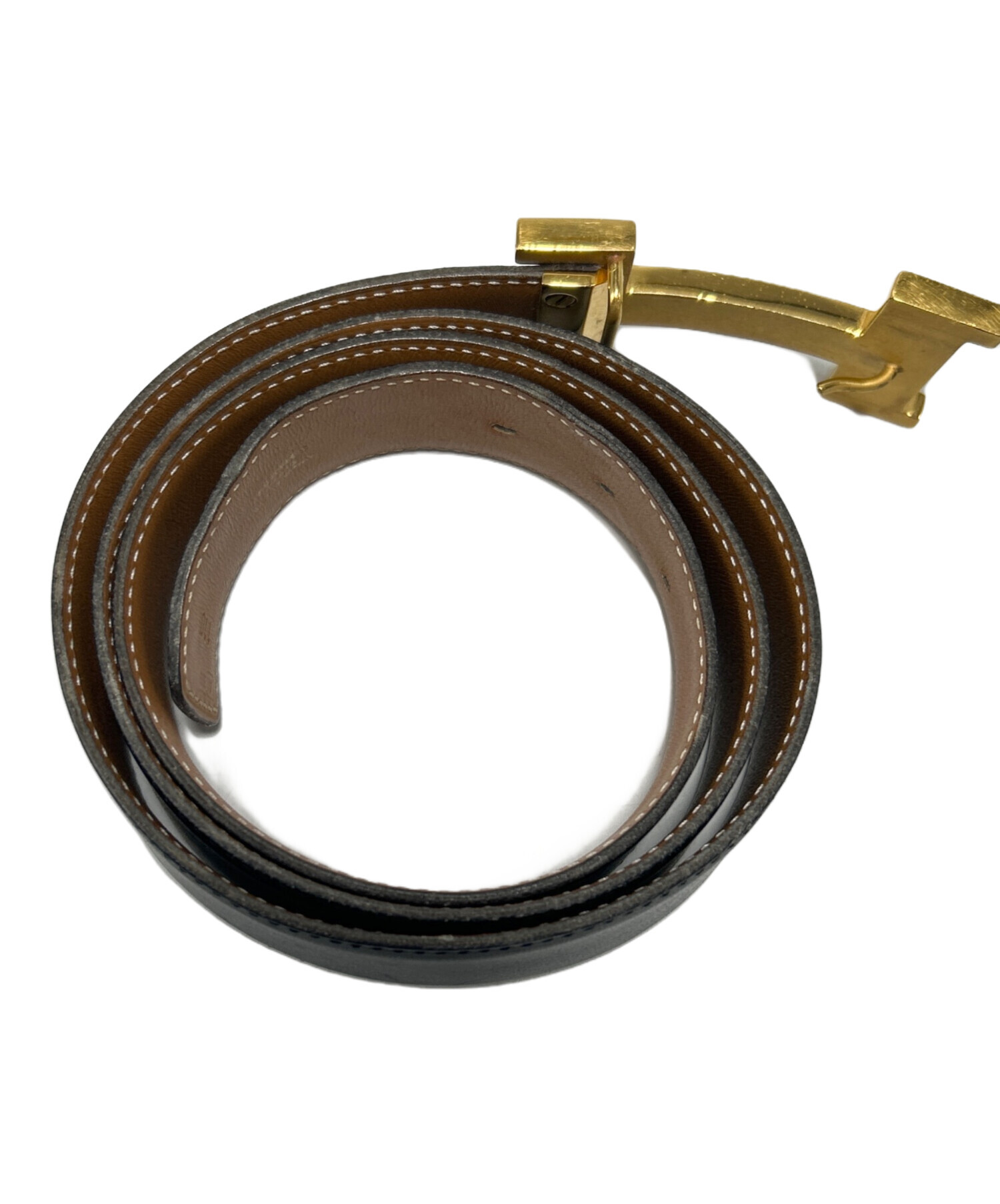 中古・古着通販】HERMES (エルメス) Hバックルレザーベルト ブラック