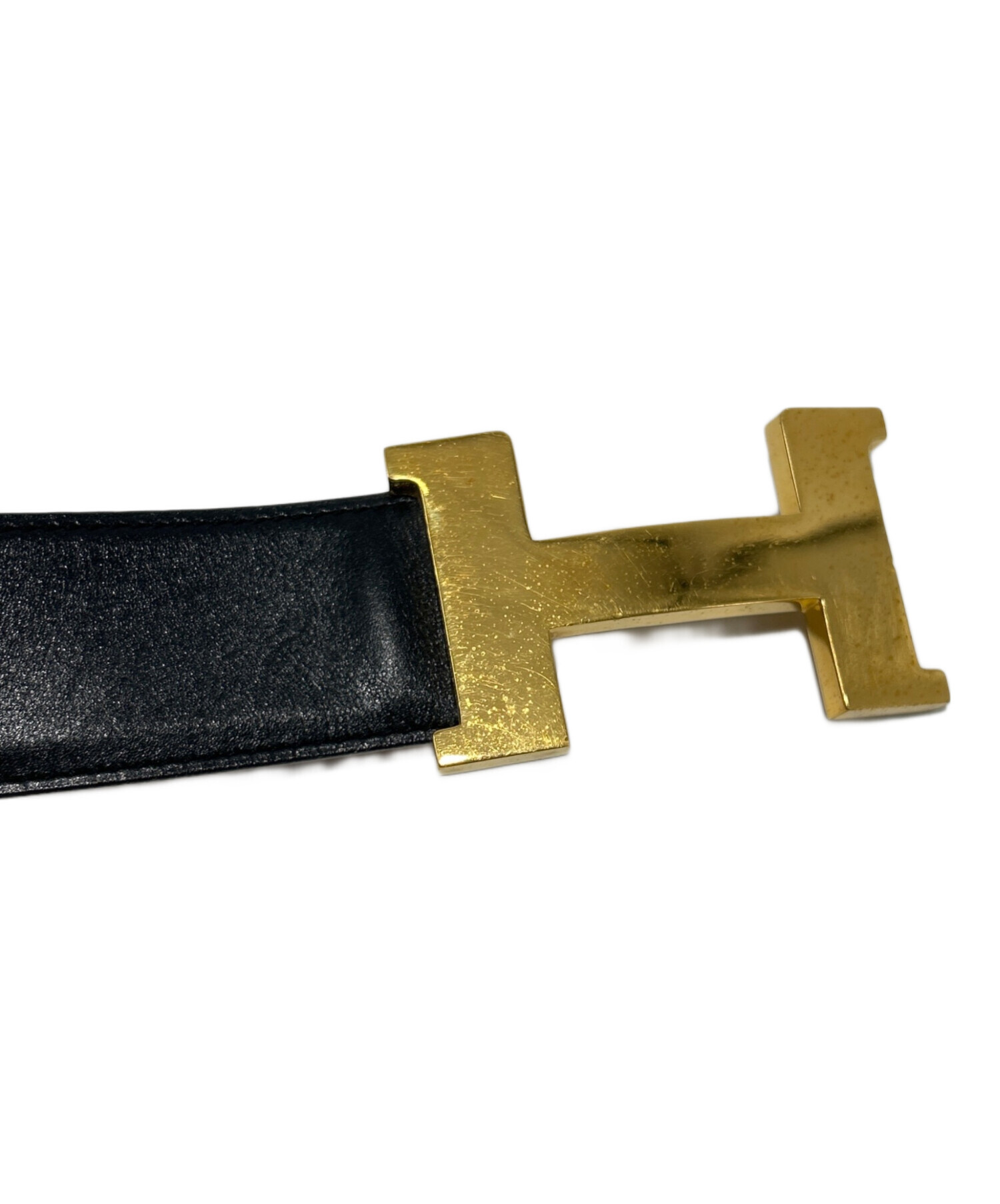 中古・古着通販】HERMES (エルメス) Hバックルレザーベルト ブラック