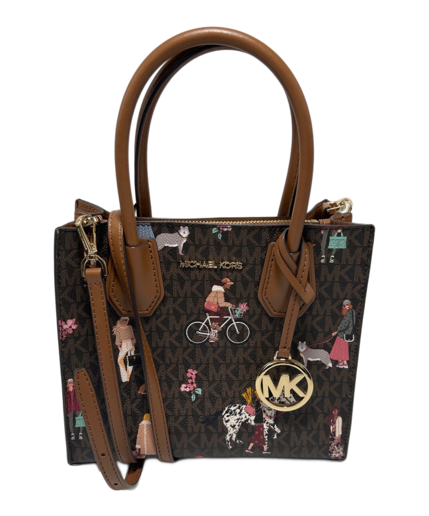 美品！マイケルコース ショルダーバッグ　セカンドバッグ　2way 総柄　ブラウン 中古・古着通販】MICHAEL KORS (マイケル・コース) 2WAYショルダー