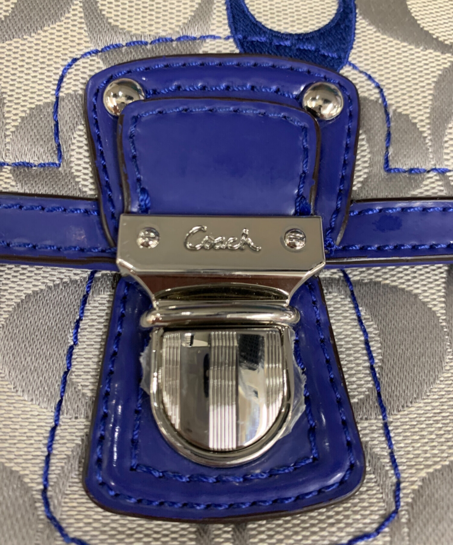 中古・古着通販】COACH (コーチ) 2WAYショルダーバッグ ブルー×グレー 