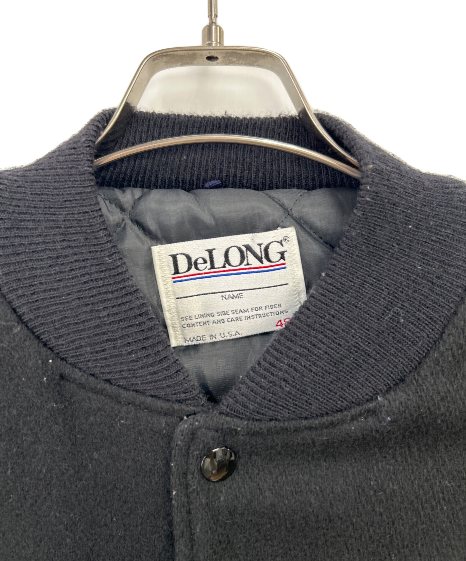中古・古着通販】DELONG (-) 切替レザースタジャン ブラック サイズ:48