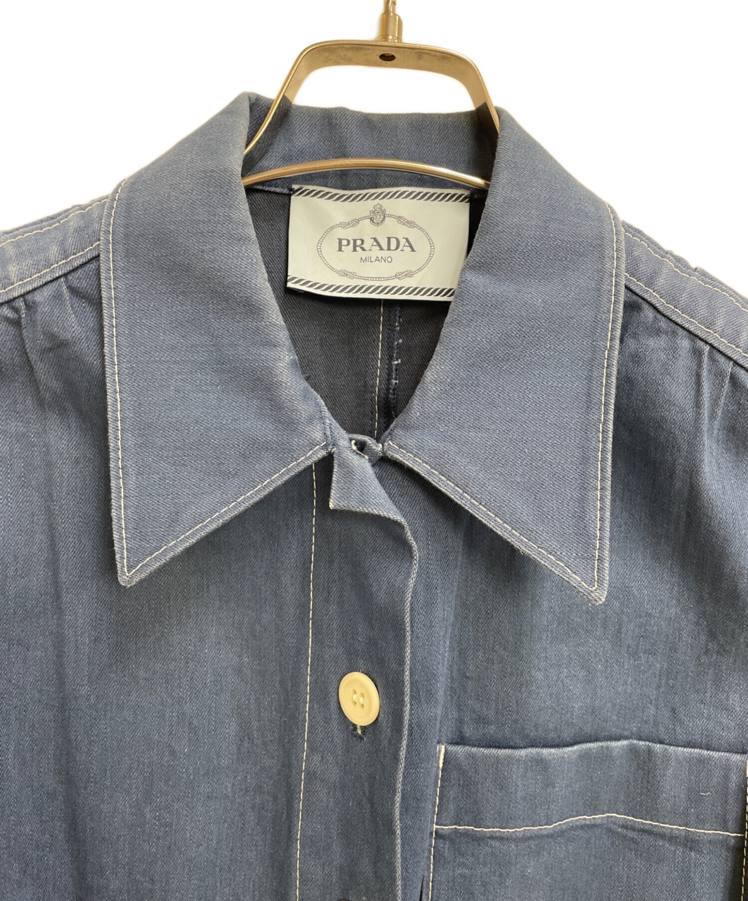 PRADA プラダ ワンピース ノースリーブ グレー 38 中古・古着通販】PRADA (プラダ) ノースリーブワンピース ブルー