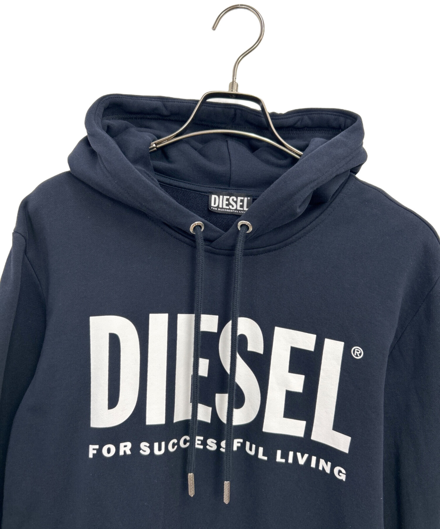 タグ付き 未使用 DIESEL ディーゼル ロゴプリント パーカー ネイビー 中古・古着通販】DIESEL (ディーゼル) パーカー ネイビー サイズ:L