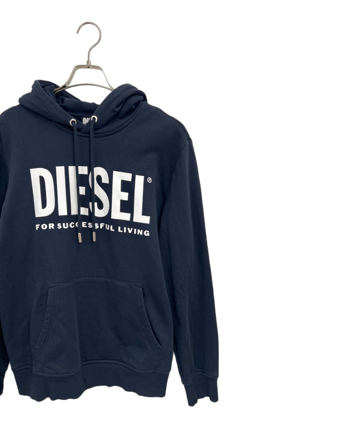 DIESEL ディーゼル パーカー フーディー ロゴ入り ネイビー 中古・古着通販】DIESEL (ディーゼル) パーカー ネイビー サイズ:L