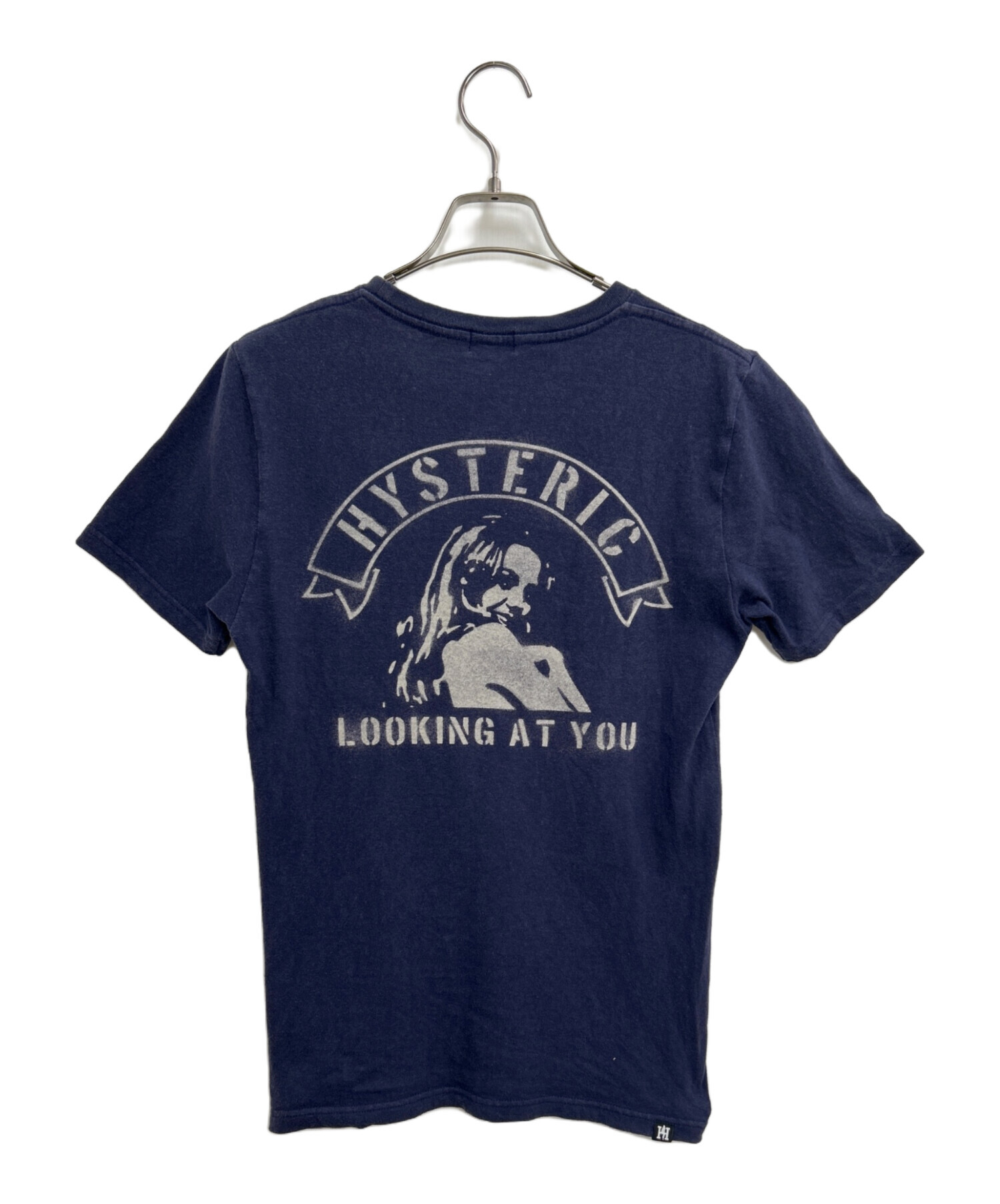 HYSTERIC GLAMOUR(ヒステリックグラマー) 半袖カットソー サイズF レディース - ダークネイビー×白 中古・古着通販】Hysteric Glamour (ヒステリックグラマー) 半袖