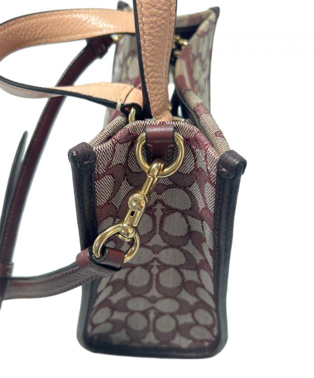 COACH キャンベル 2way ショルダーバッグ ボルドー 革 レザー 希少】コーチ トートバッグ レザー 2WAY パイソン型押し ボルドー