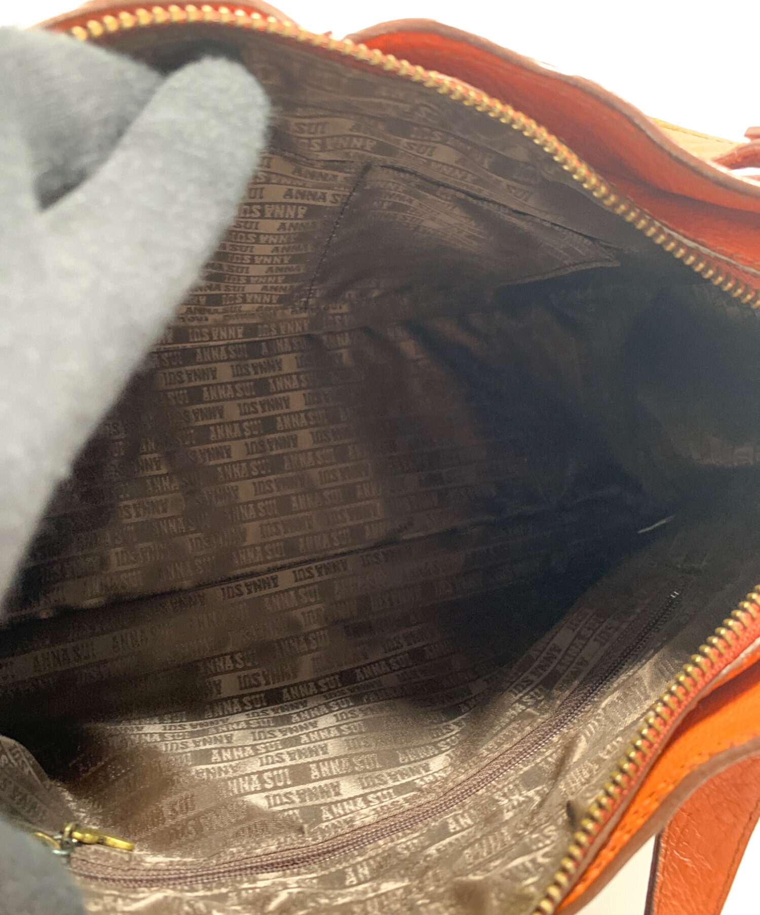 中古・古着通販】ANNA SUI (アナスイ) レザーハンドバッグ ブラウン 中古・古着通販】ANNA SUI (アナスイ) レザーハンドバッグ ブラウン