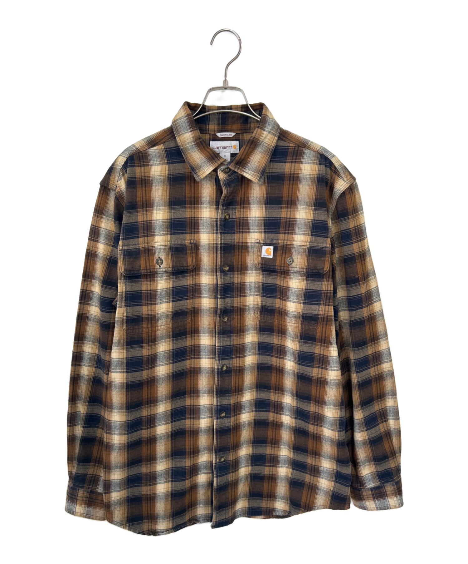 中古・古着通販】CarHartt (カーハート) 長袖シャツ ブラウン×ブラック 