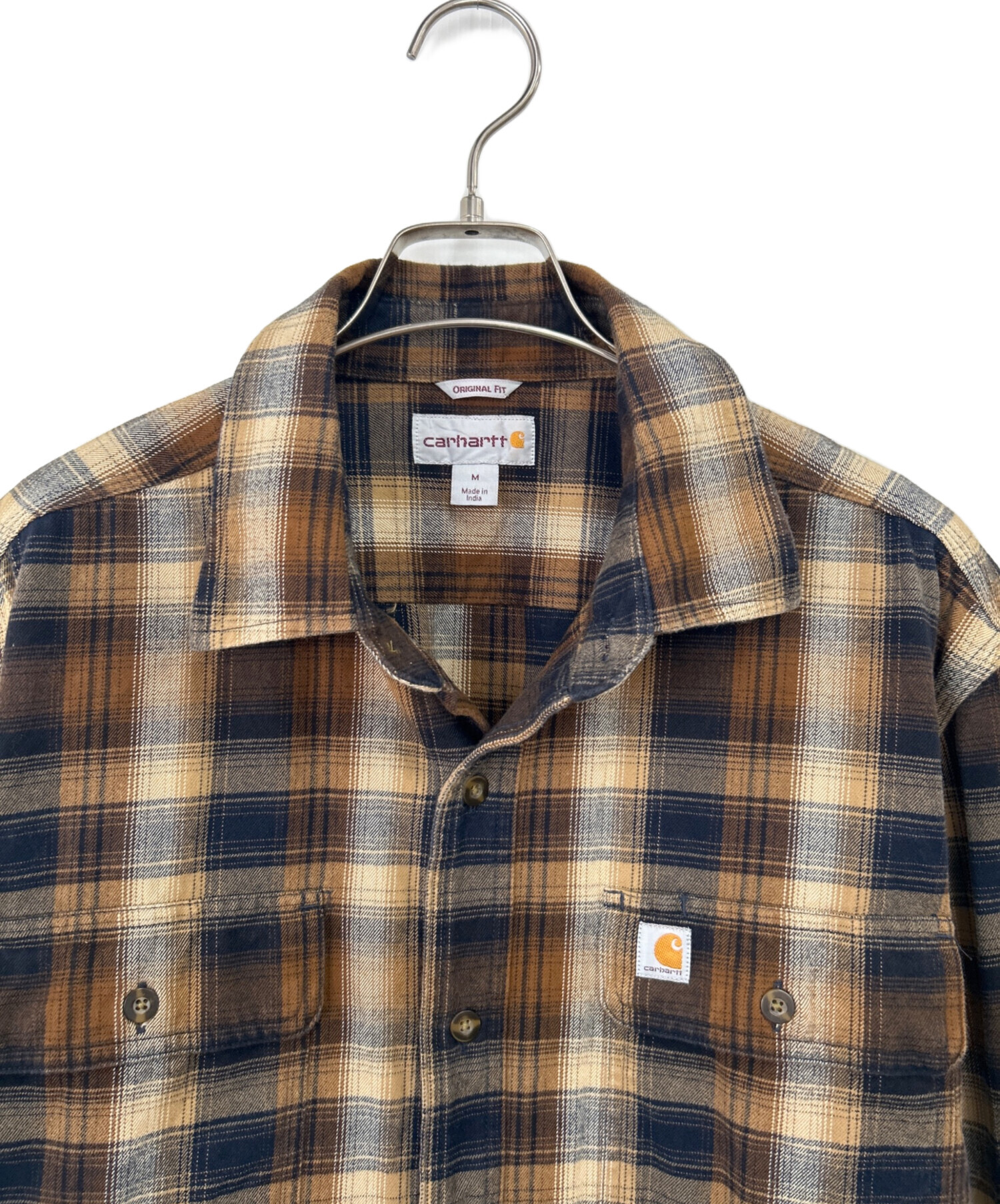 中古・古着通販】CarHartt (カーハート) 長袖シャツ ブラウン×ブラック