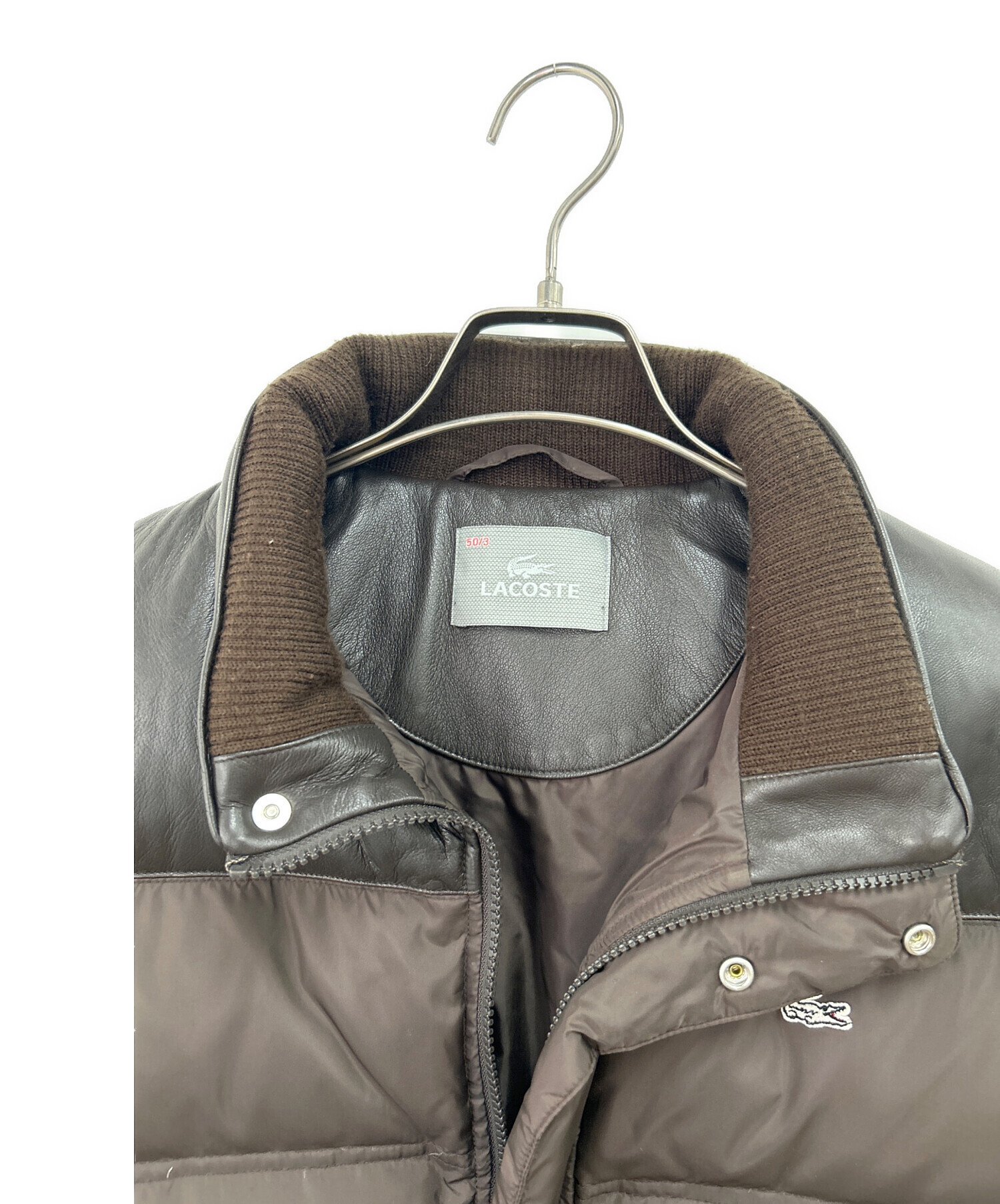 中古・古着通販】LACOSTE (ラコステ) レザー切替ダウンジャケット