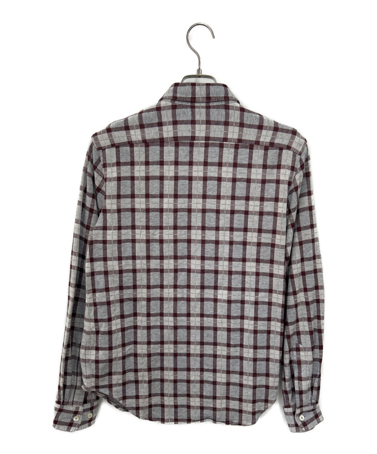 中古・古着通販】LACOSTE (ラコステ) 長袖シャツ ボルドー×グレー 