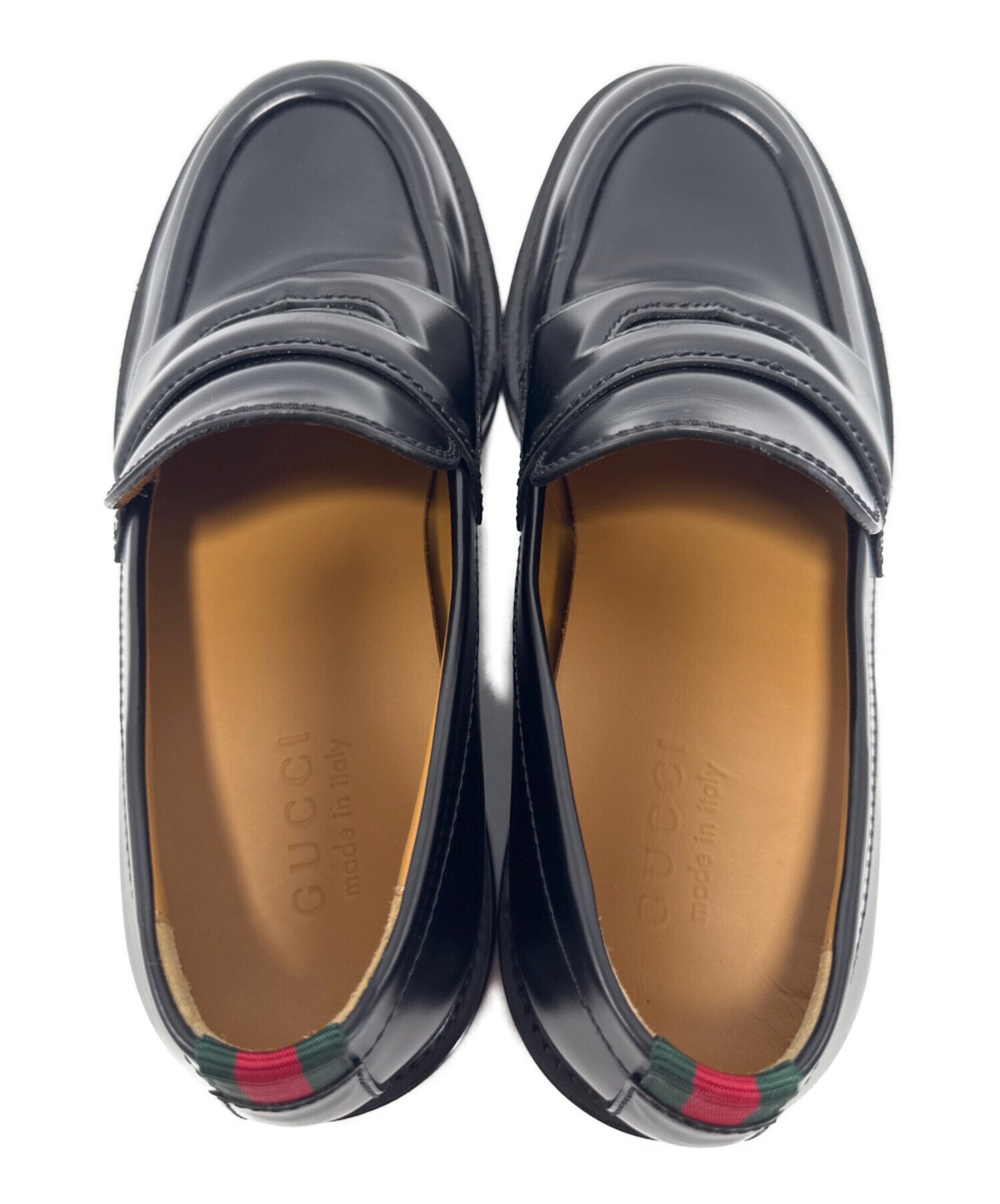 中古・古着通販】GUCCI (グッチ) レザーローファー ブラック サイズ