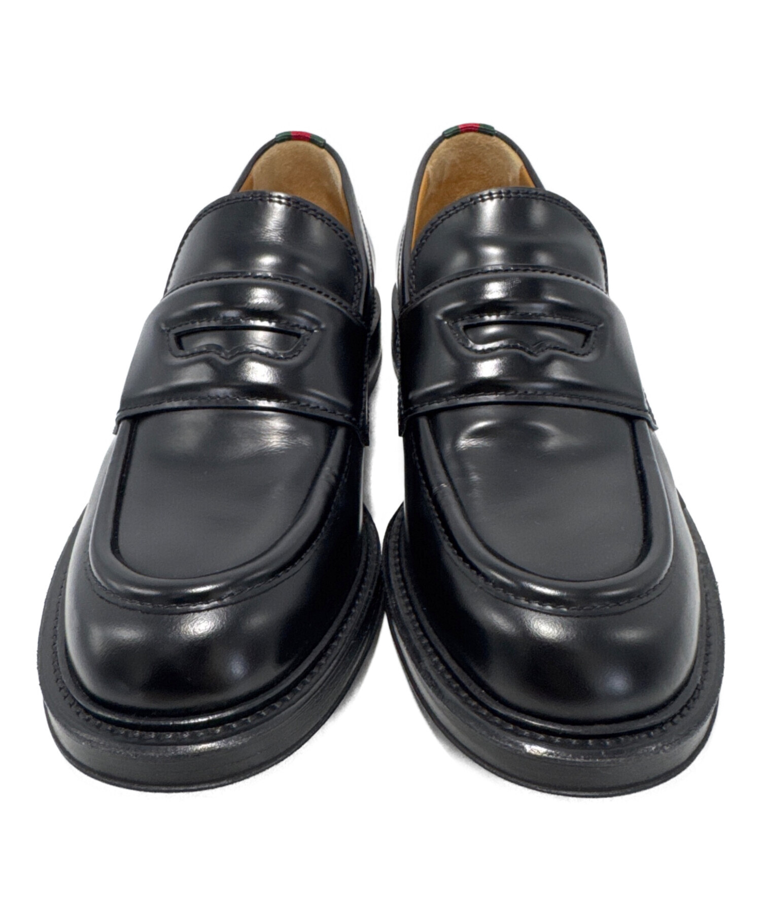中古GUCCI ブラック ローファー　40 E JP25.0〜25.5cm位 中古・古着通販】GUCCI (グッチ) レザーローファー ブラック サイズ
