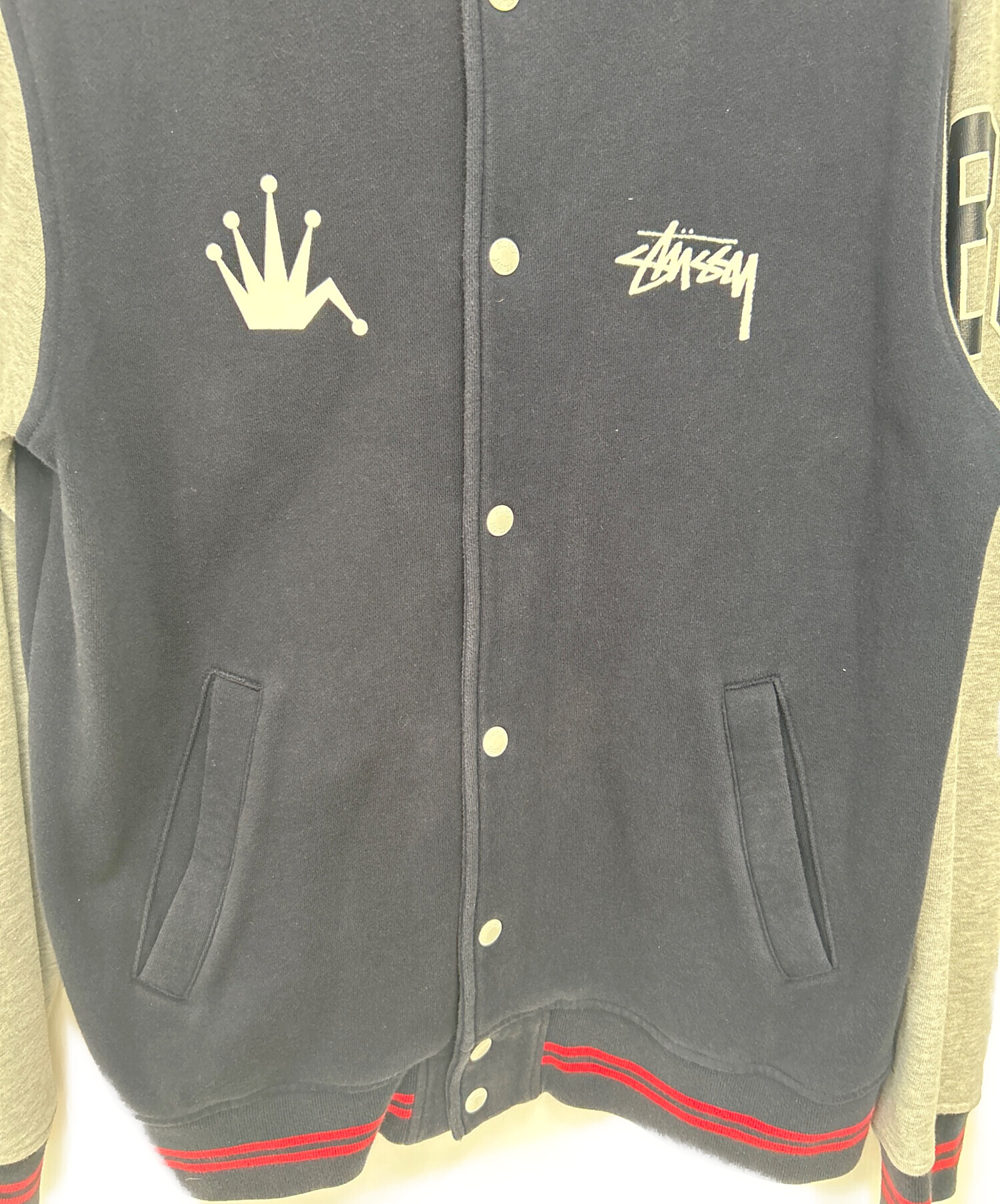 中古・古着通販】stussy (ステューシー) スタジャン ネイビー×グレー