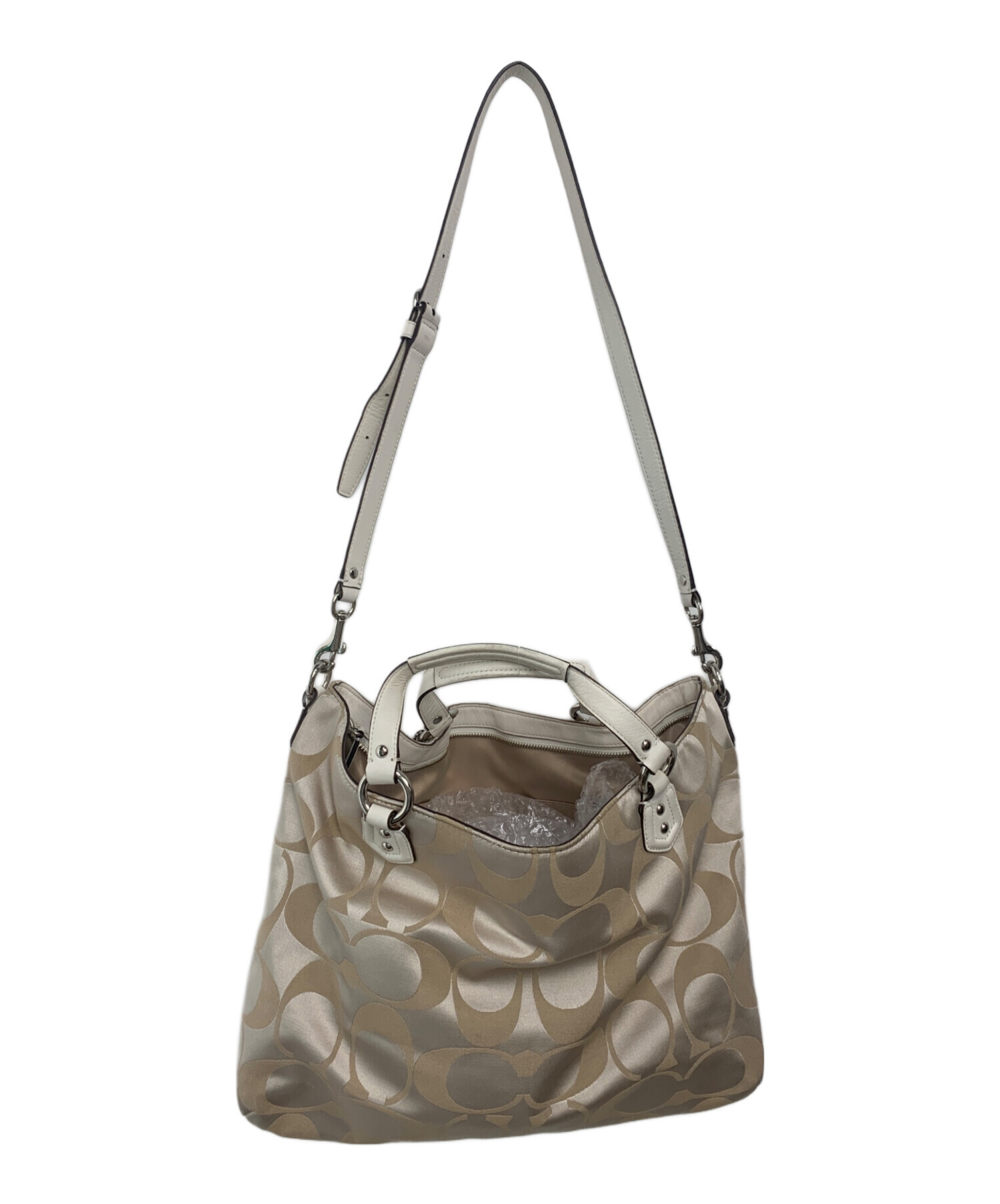 COACH 2wayバッグ 中古・古着通販】COACH (コーチ) 2WAYバッグ ベージュ×ホワイト