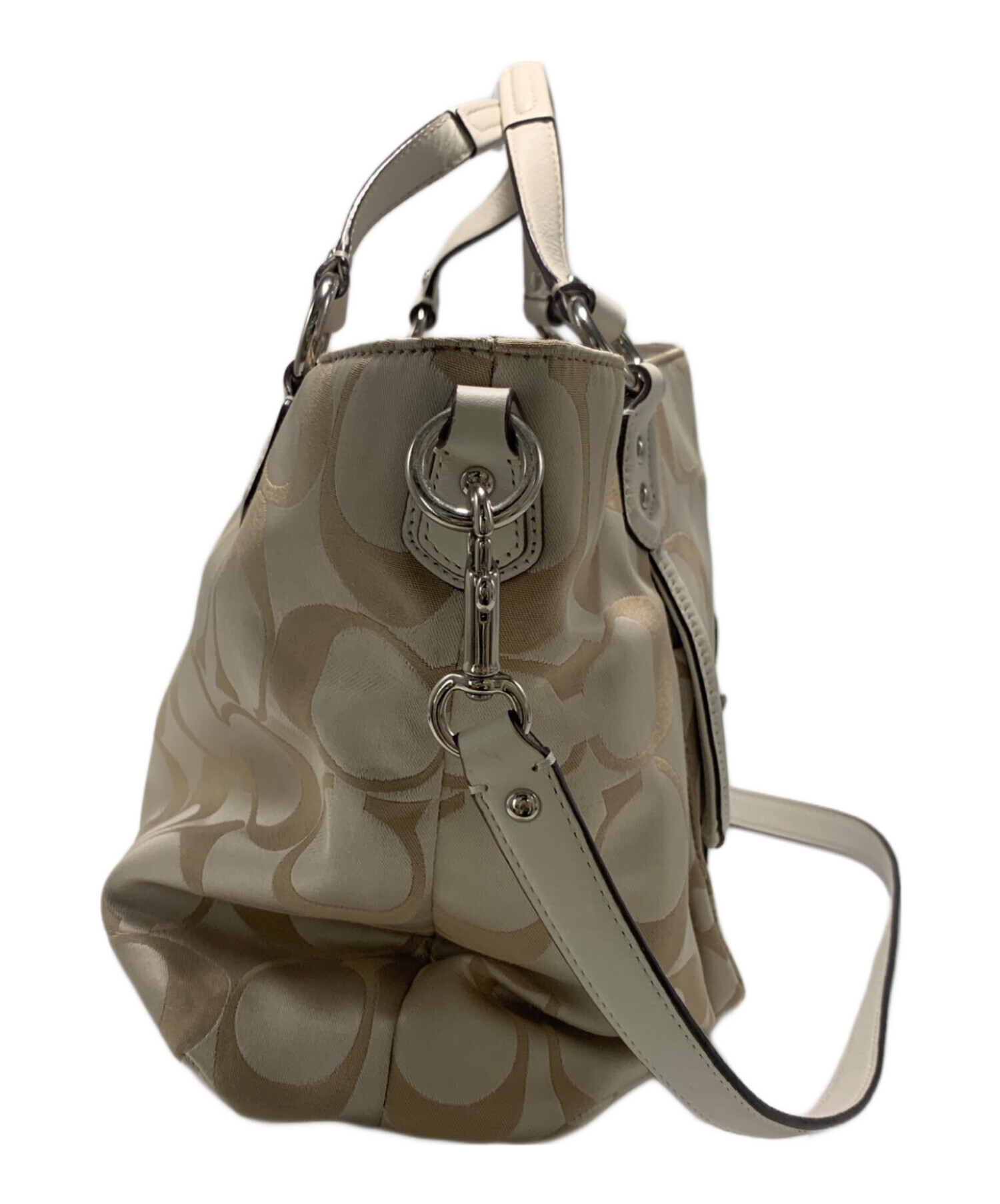 中古・古着通販】COACH (コーチ) 2WAYバッグ ベージュ×ホワイト