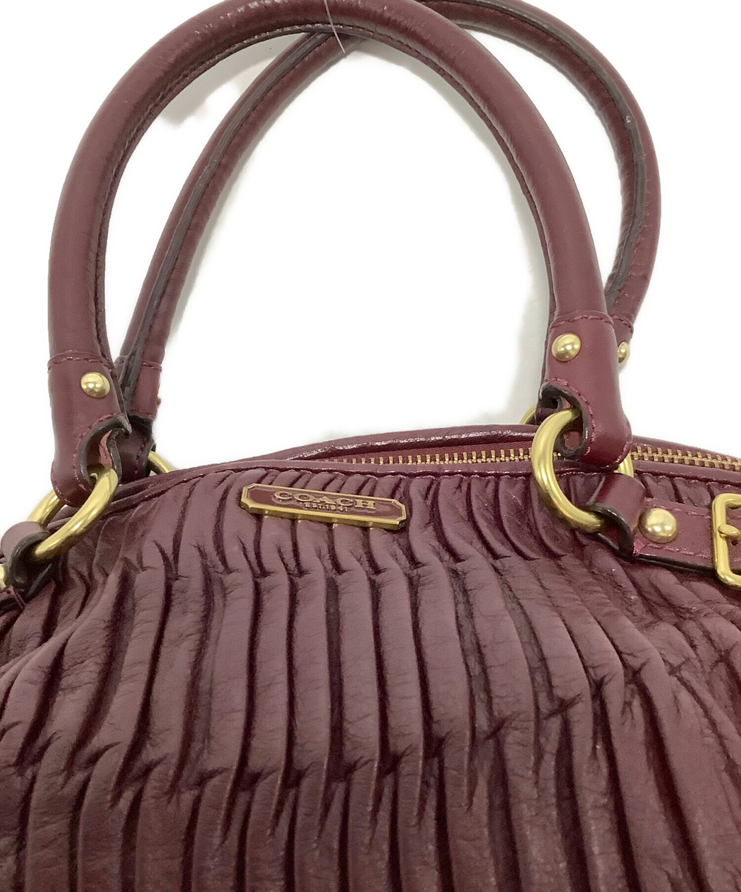 COACH コーチ 2WAY ハンドバッグ ショルダーバッグ ボルドー レザー 中古・古着通販】COACH (コーチ) 2WAYショルダーバッグ ボルドー
