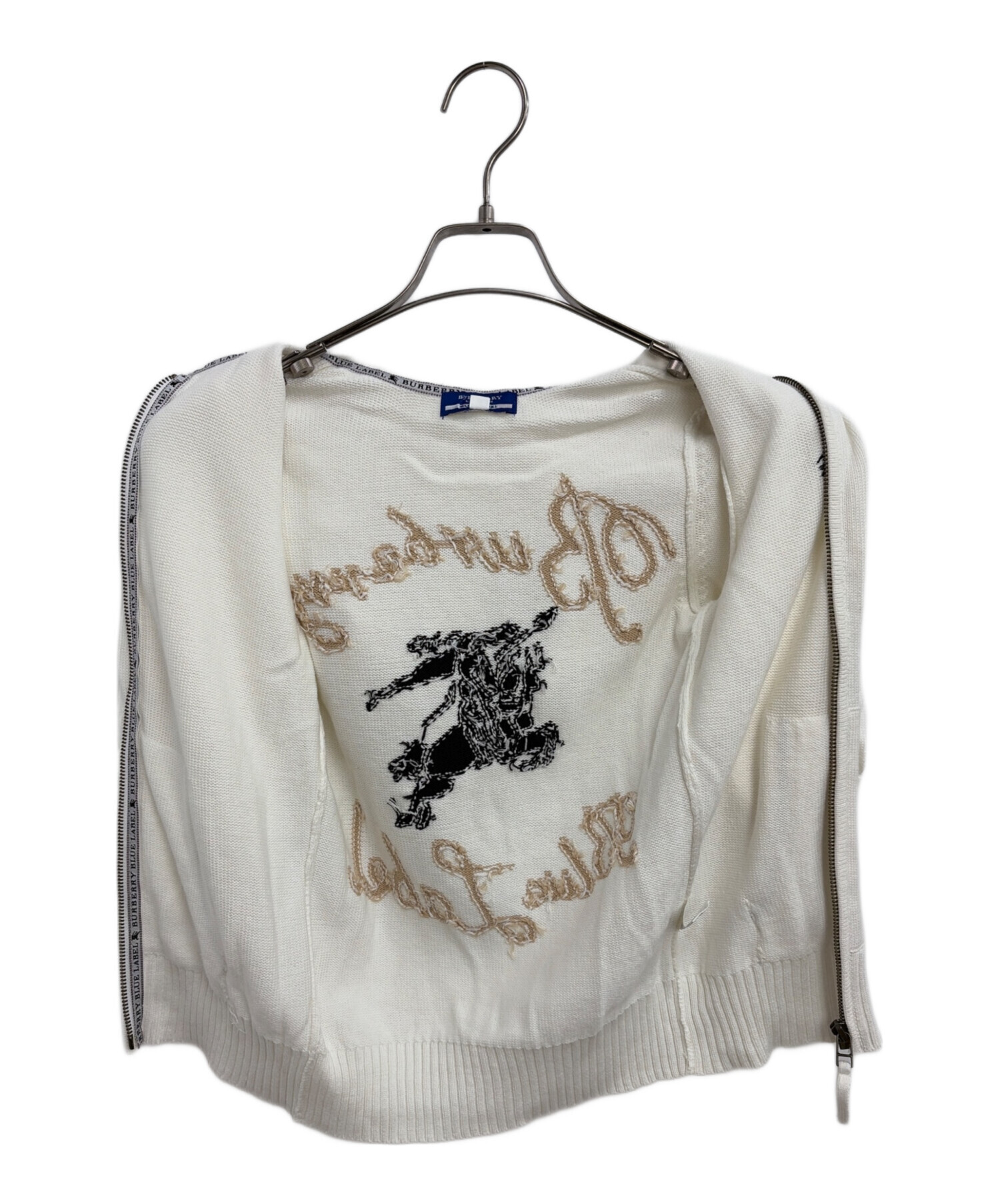 新品☆BURBERRY BLUE LABEL 長袖　サマーニット　白 中古・古着通販】BURBERRY BLUE LABEL (バーバリー ブルー レーベル