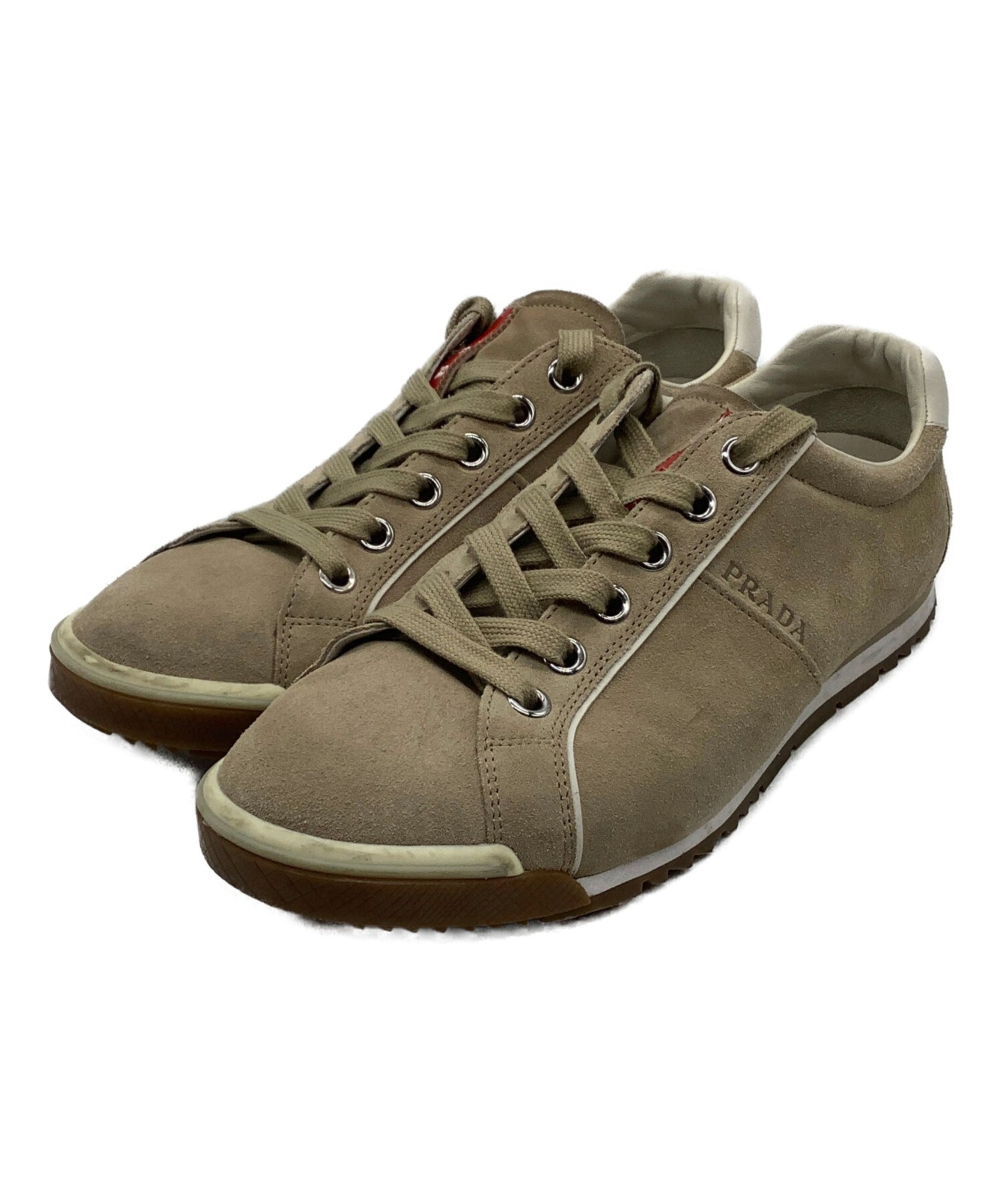 中古・古着通販】PRADA (プラダ) レザースニーカー ブラウン サイズ 