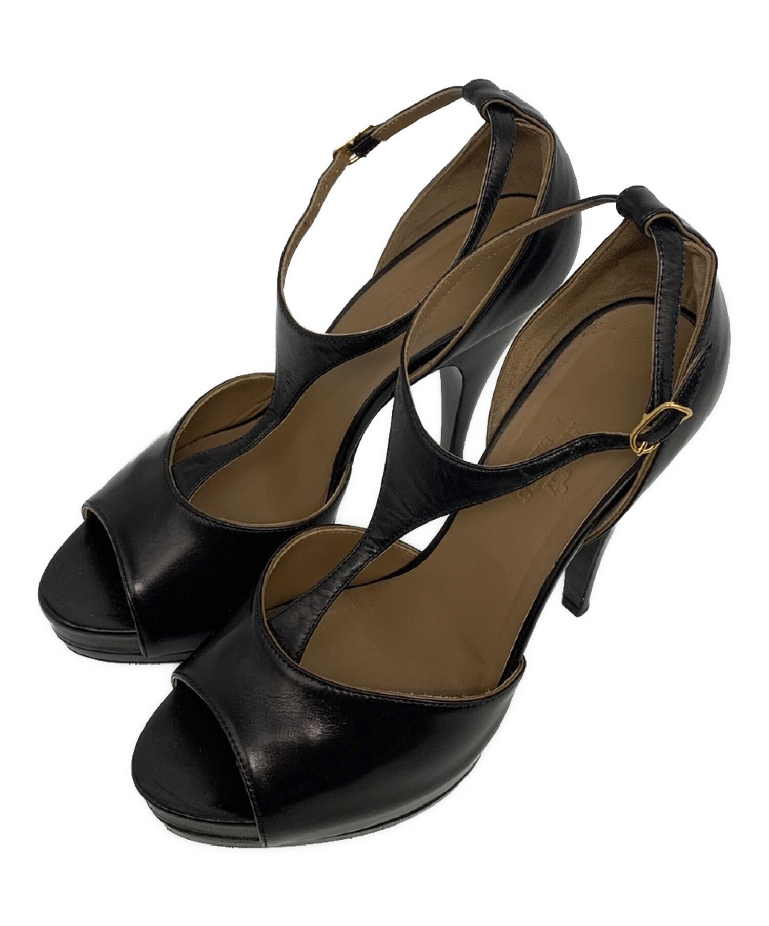 エルメス　サンダル メタリックヒール 約5cmヒール　サイズ35 中古・古着通販】HERMES (エルメス) ヒールサンダル ブラック